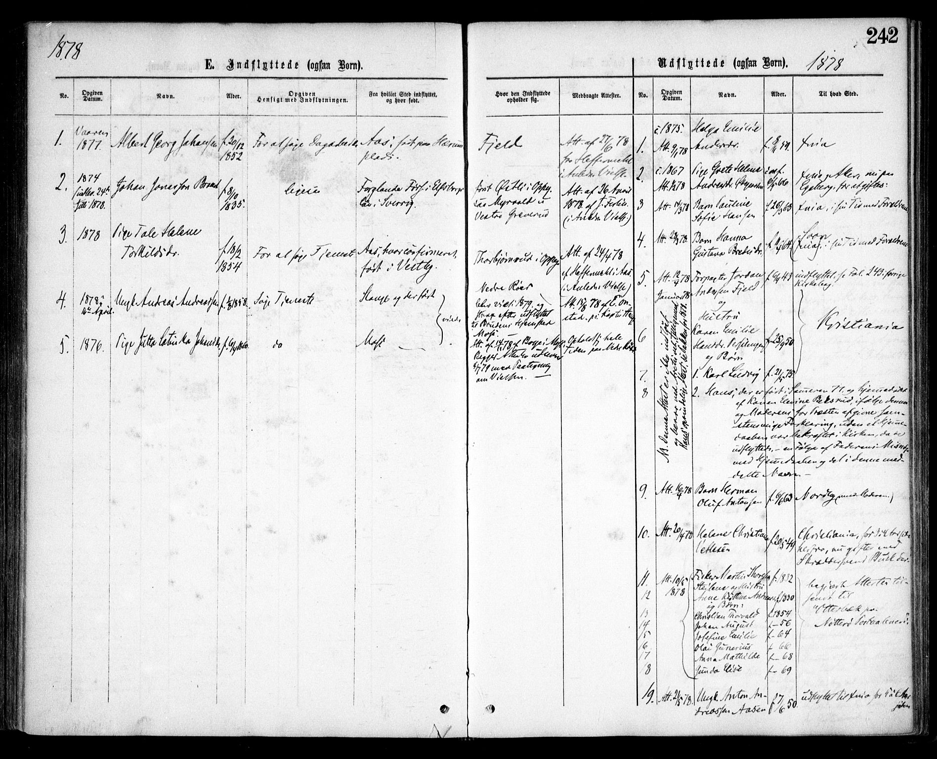 Nesodden prestekontor Kirkebøker, SAO/A-10013/F/Fa/L0008: Parish register (official) no. I 8, 1869-1879, p. 242