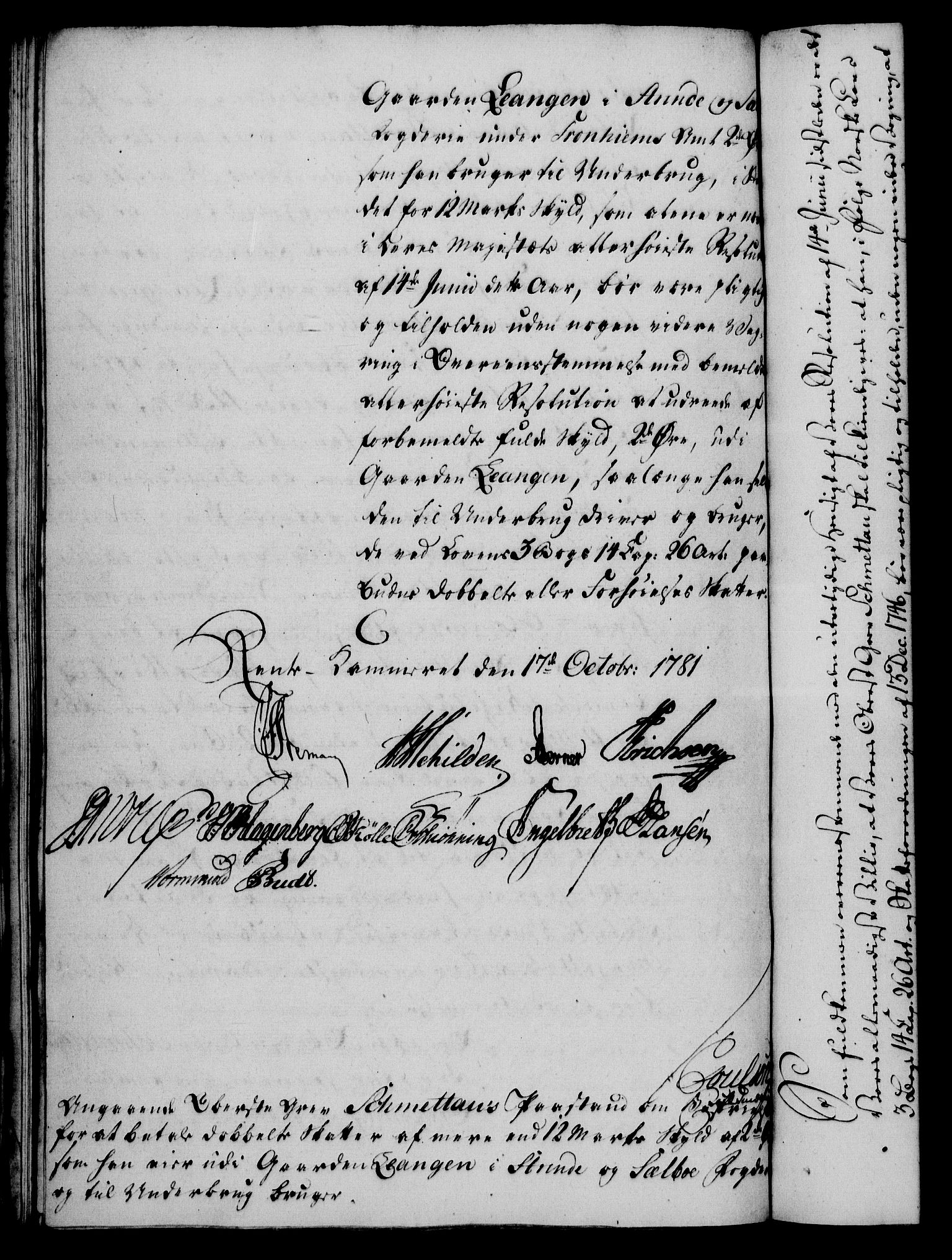 Rentekammeret, Kammerkanselliet, RA/EA-3111/G/Gf/Gfa/L0063: Norsk relasjons- og resolusjonsprotokoll (merket RK 52.63), 1781, p. 1071