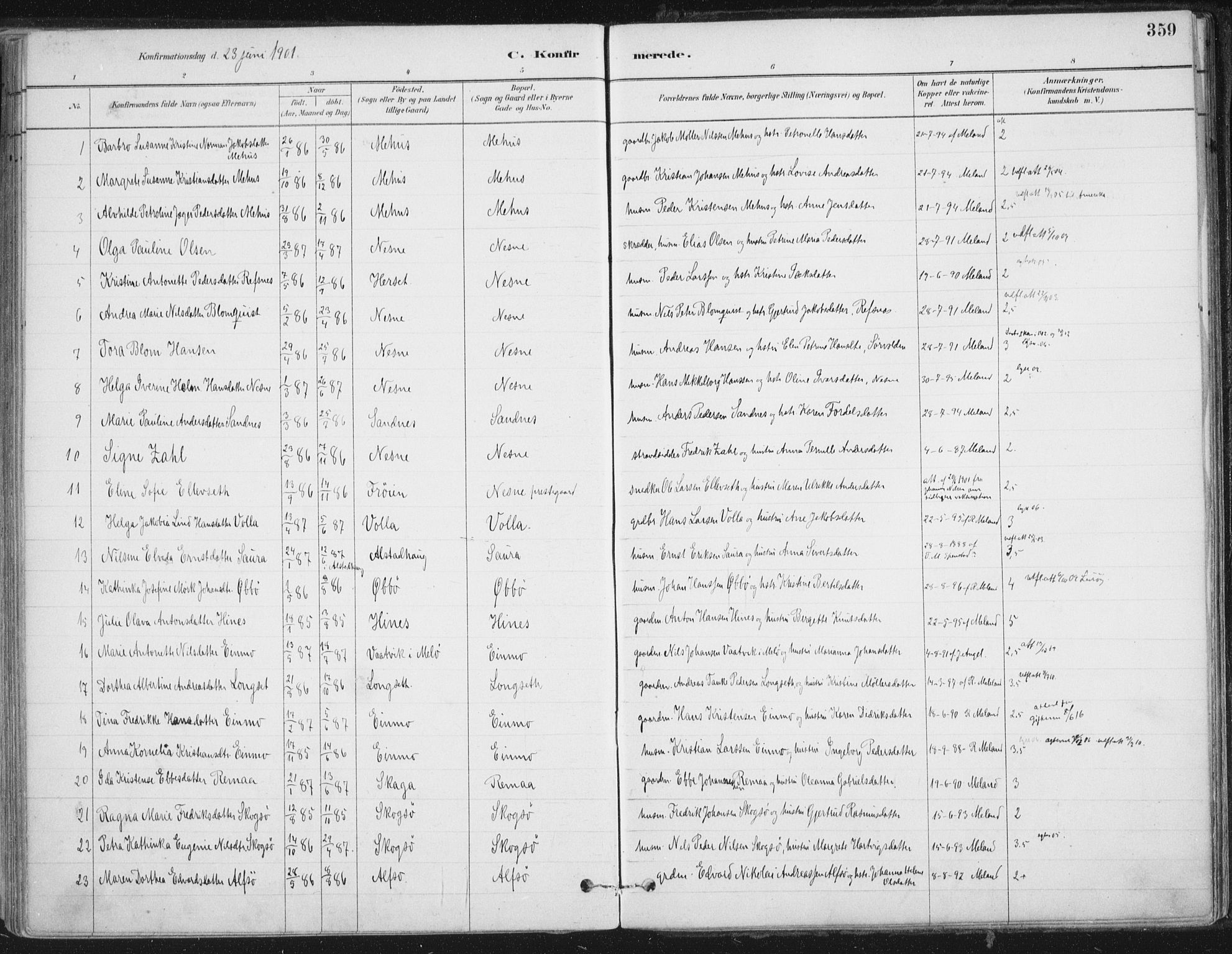 Ministerialprotokoller, klokkerbøker og fødselsregistre - Nordland, AV/SAT-A-1459/838/L0552: Parish register (official) no. 838A10, 1880-1910, p. 359