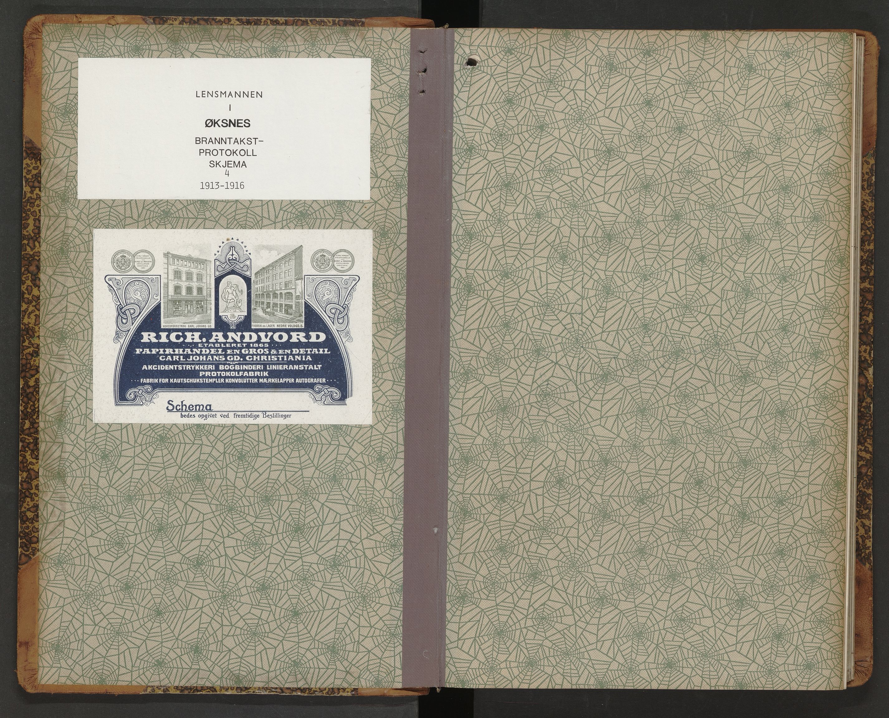 Norges Brannkasse Øksnes, AV/SAT-A-5589/Fb/L0004: Branntakstprotokoll, 1913-1916