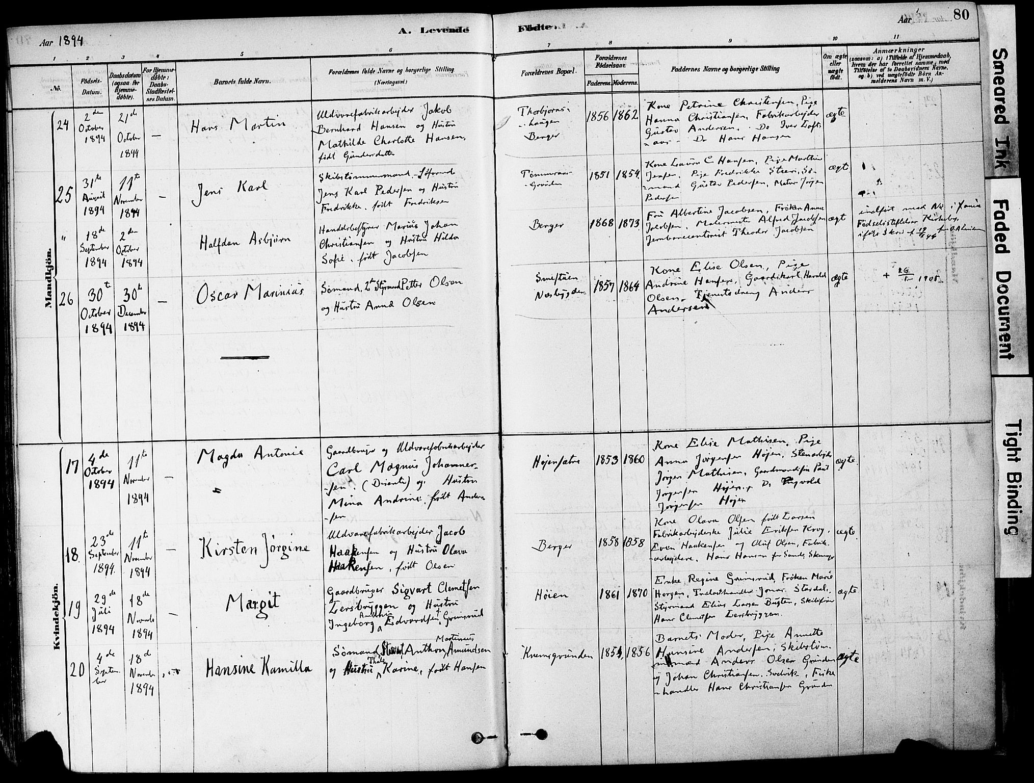 Strømm kirkebøker, AV/SAKO-A-322/F/Fa/L0004: Parish register (official) no. I 4, 1878-1899, p. 80