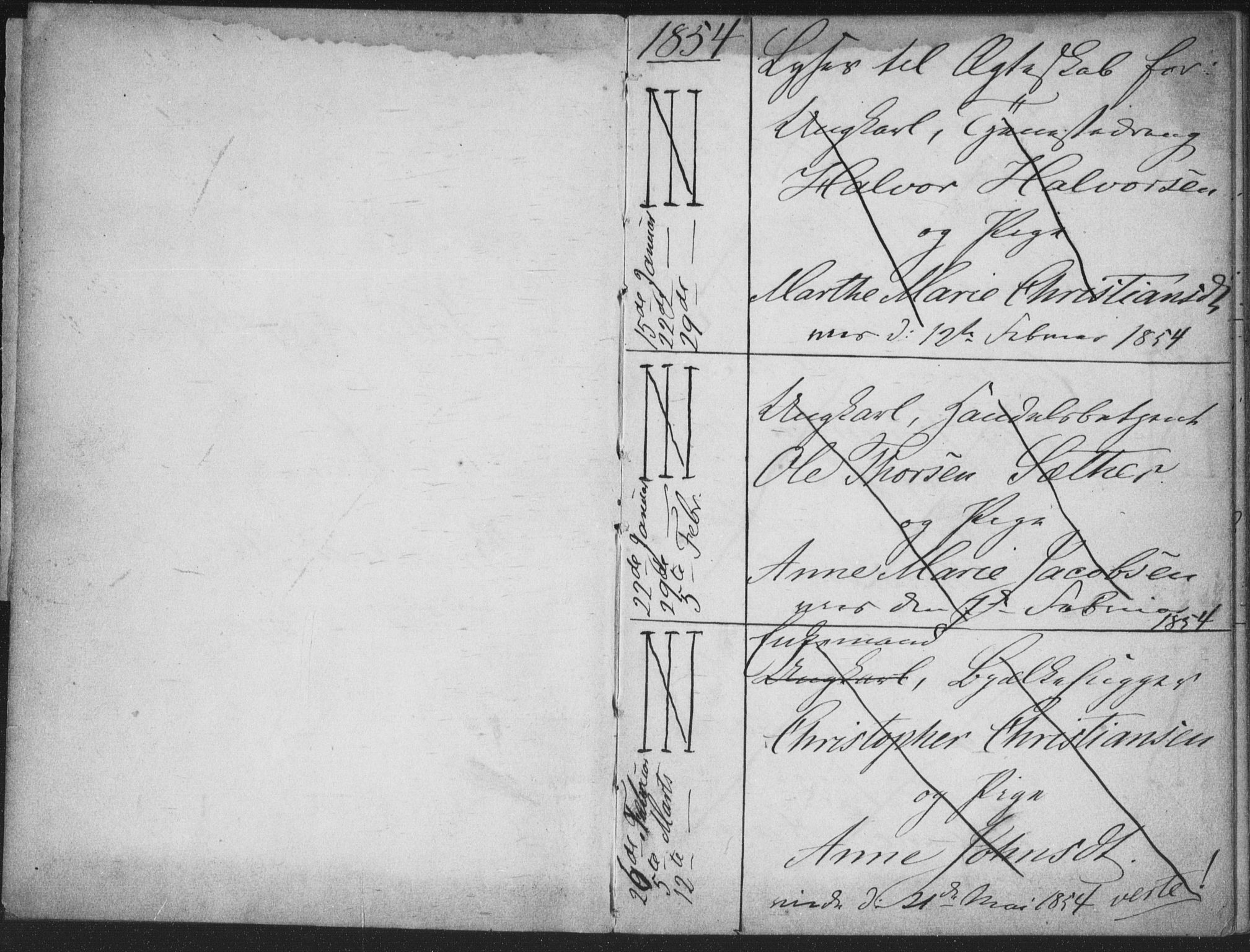 Bragernes kirkebøker, AV/SAKO-A-6/H/Ha/L0003: Banns register no. 3, 1854-1859