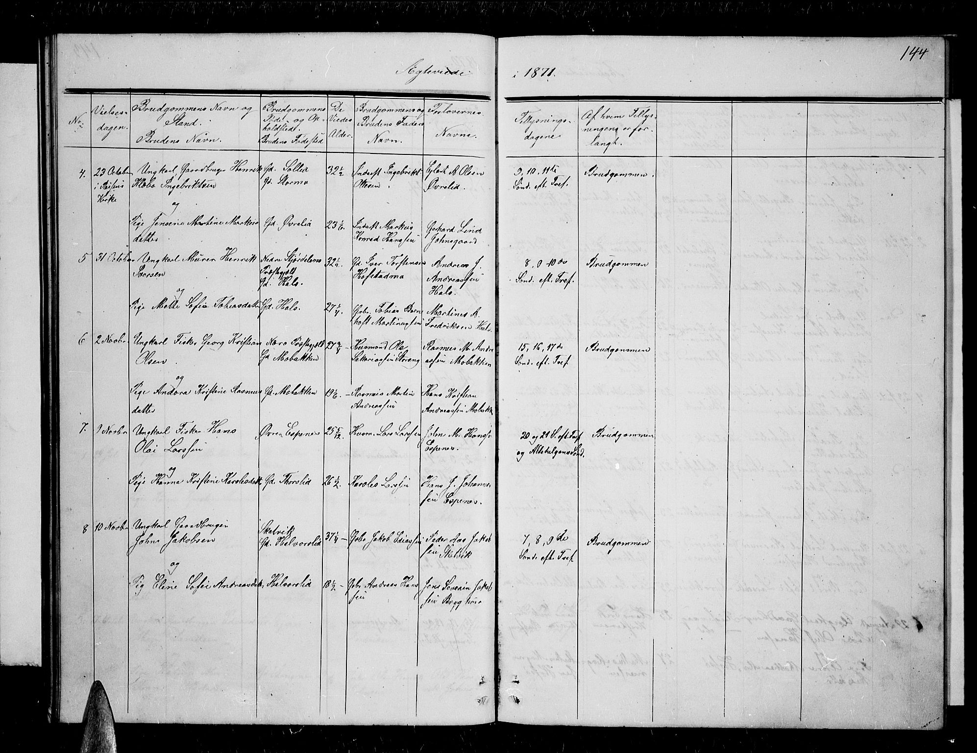 Tranøy sokneprestkontor, SATØ/S-1313/I/Ia/Iab/L0003klokker: Parish register (copy) no. 3, 1861-1887, p. 144