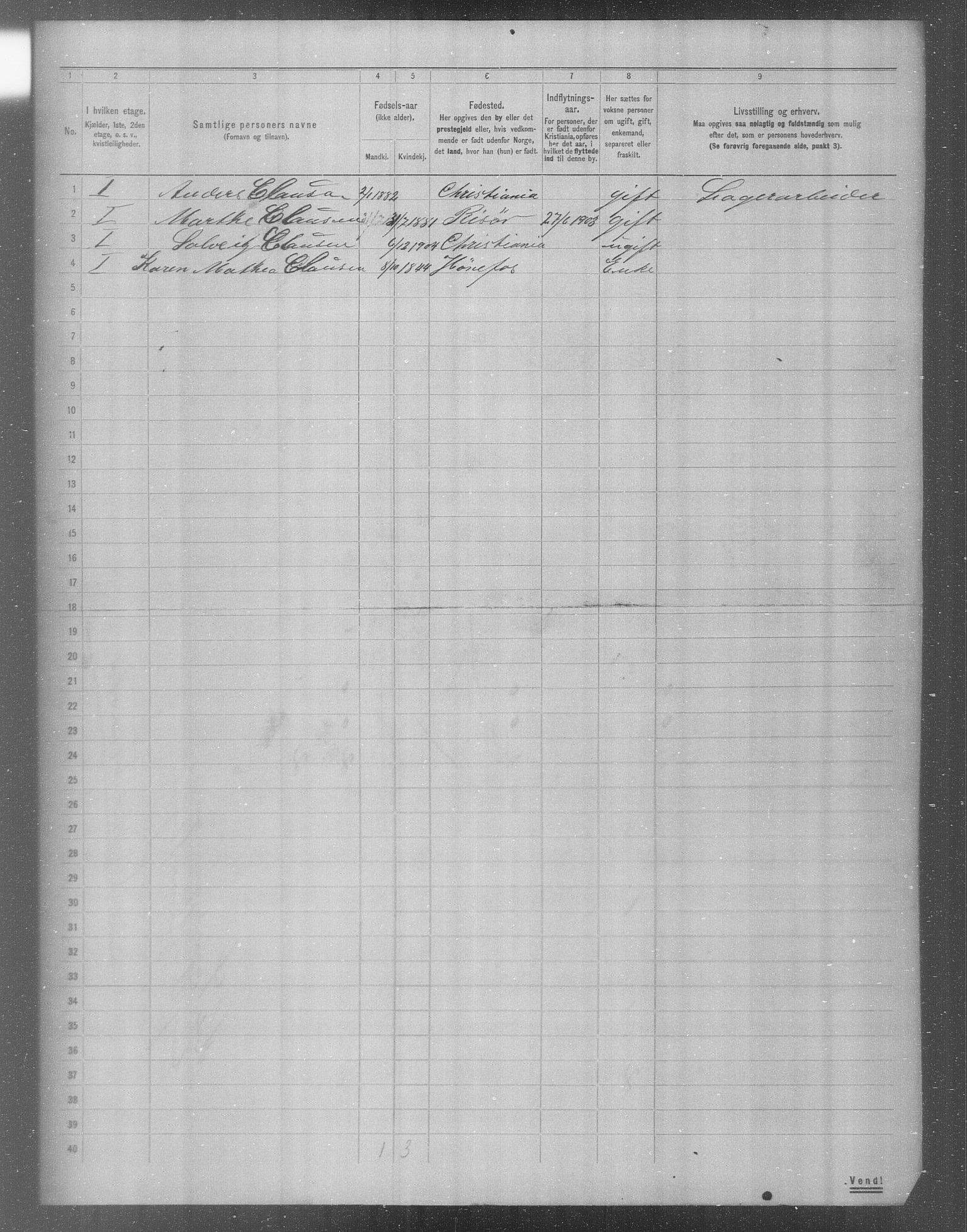 OBA, Municipal Census 1904 for Kristiania, 1904, p. 15962