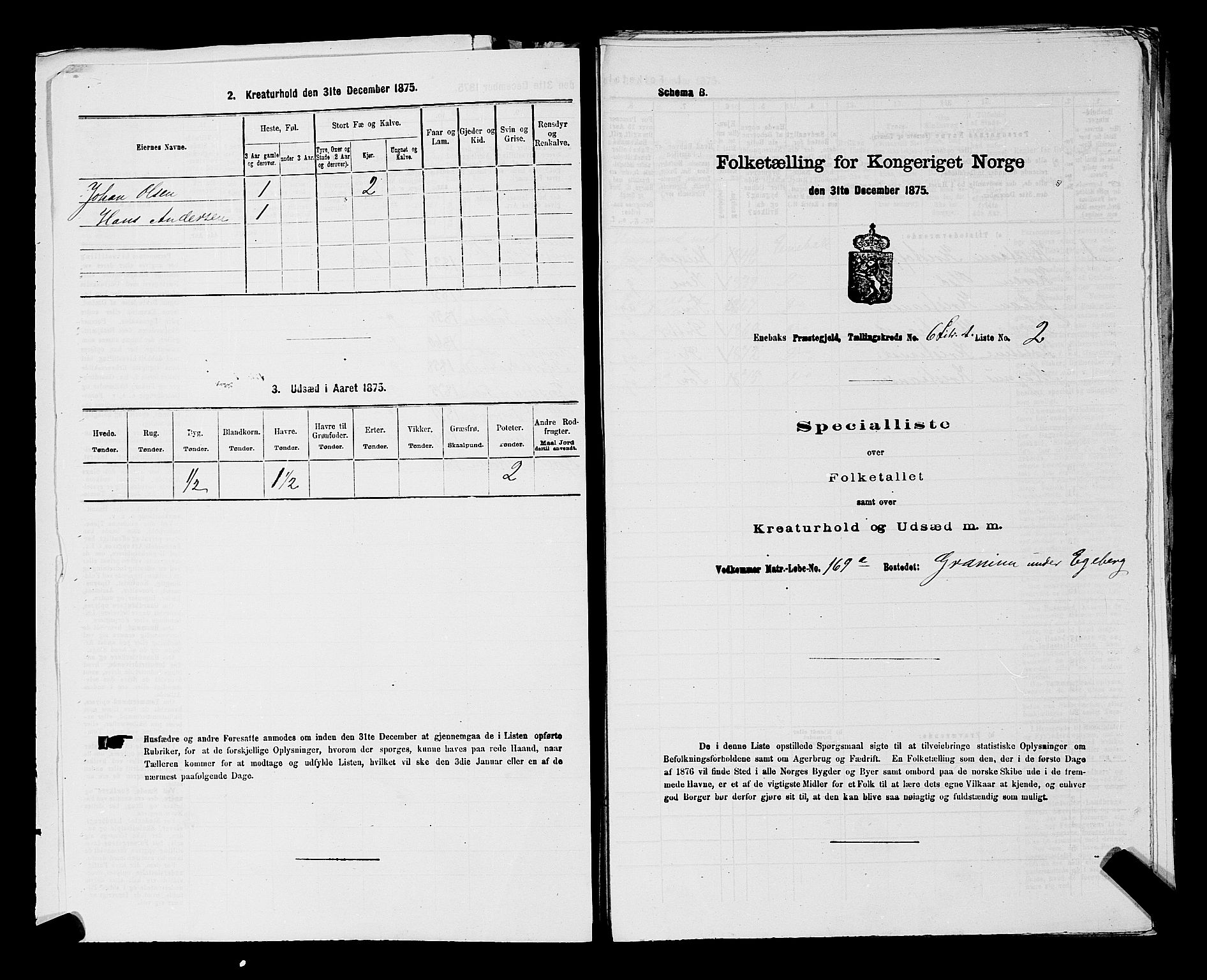 RA, 1875 census for 0229P Enebakk, 1875, p. 962