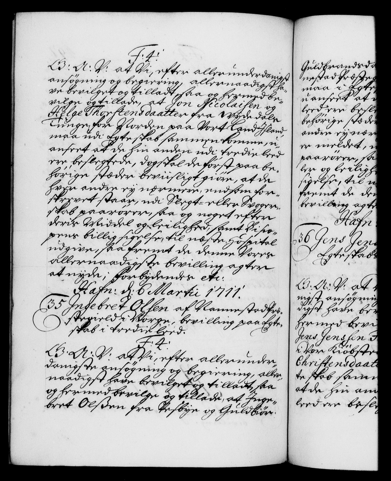 Danske Kanselli 1572-1799, RA/EA-3023/F/Fc/Fca/Fcaa/L0020: Norske registre, 1708-1711, p. 497b
