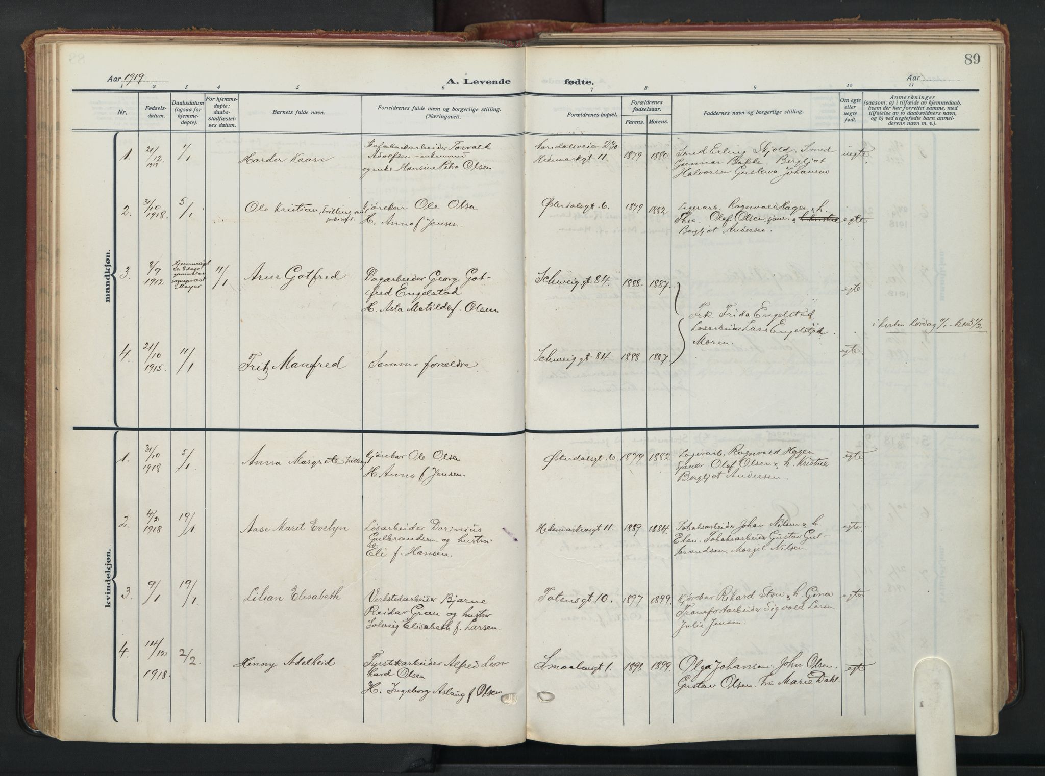 Vålerengen prestekontor Kirkebøker, AV/SAO-A-10878/F/Fa/L0004: Parish register (official) no. 4, 1915-1929, p. 89