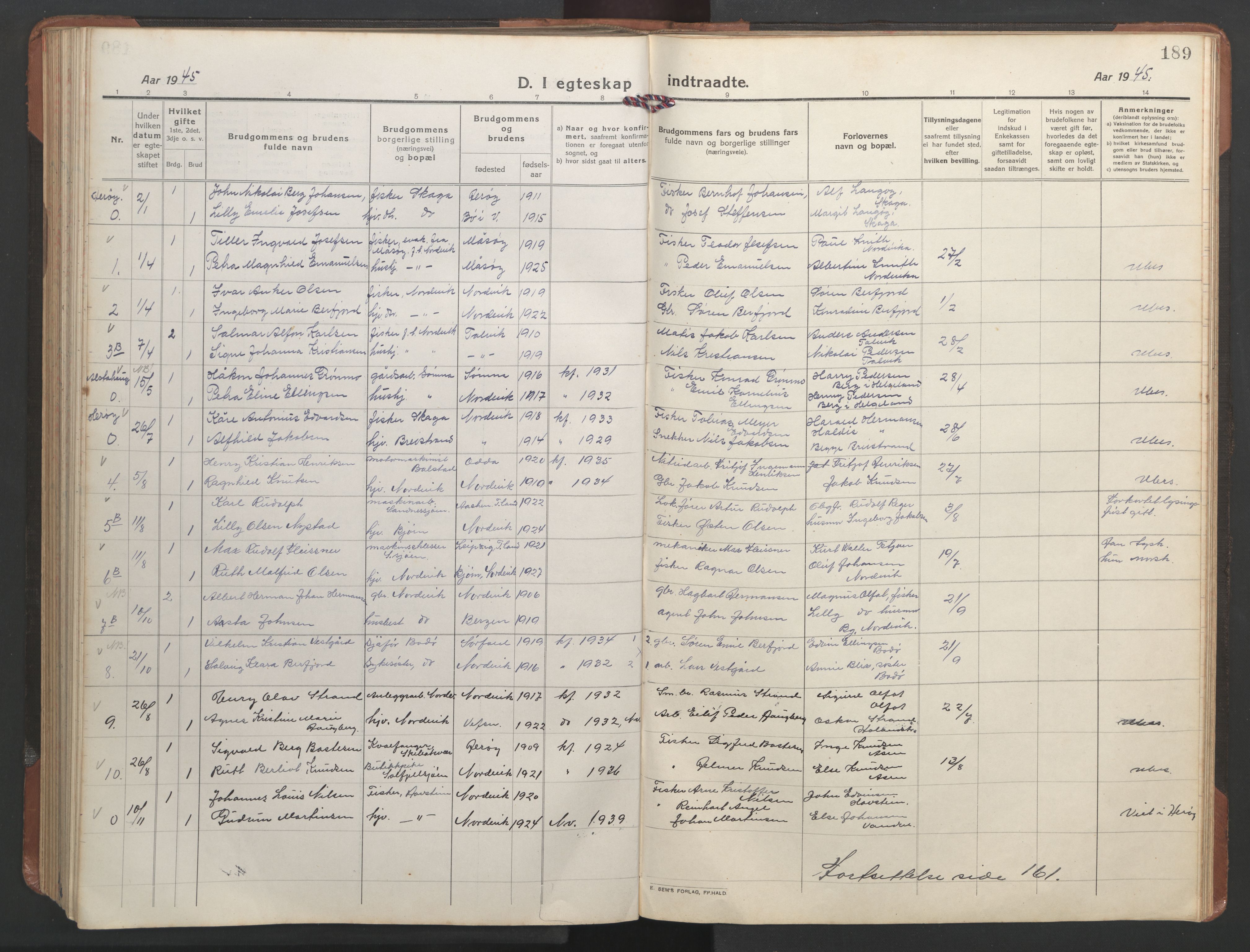Ministerialprotokoller, klokkerbøker og fødselsregistre - Nordland, AV/SAT-A-1459/836/L0539: Parish register (copy) no. 836C03, 1917-1949, p. 189