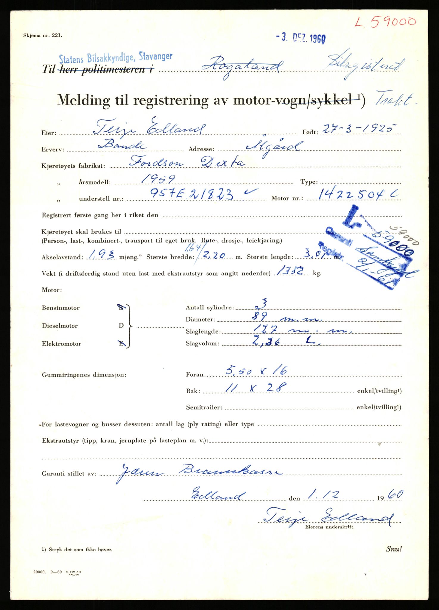 Stavanger trafikkstasjon, AV/SAST-A-101942/0/F/L0058: L-58000 - L-59999, 1930-1971, p. 697