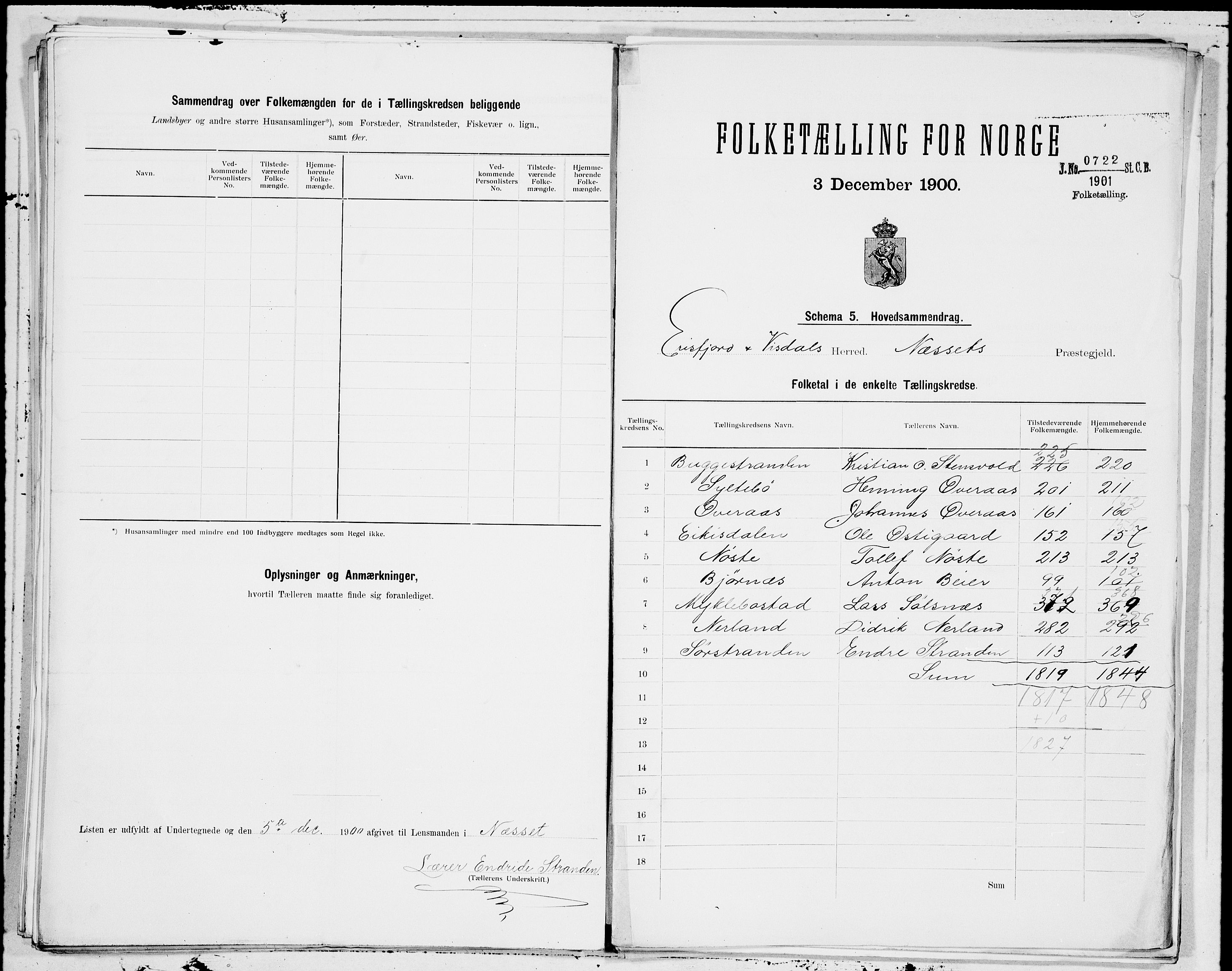 SAT, 1900 census for Eresfjord og Vistdal, 1900, p. 20