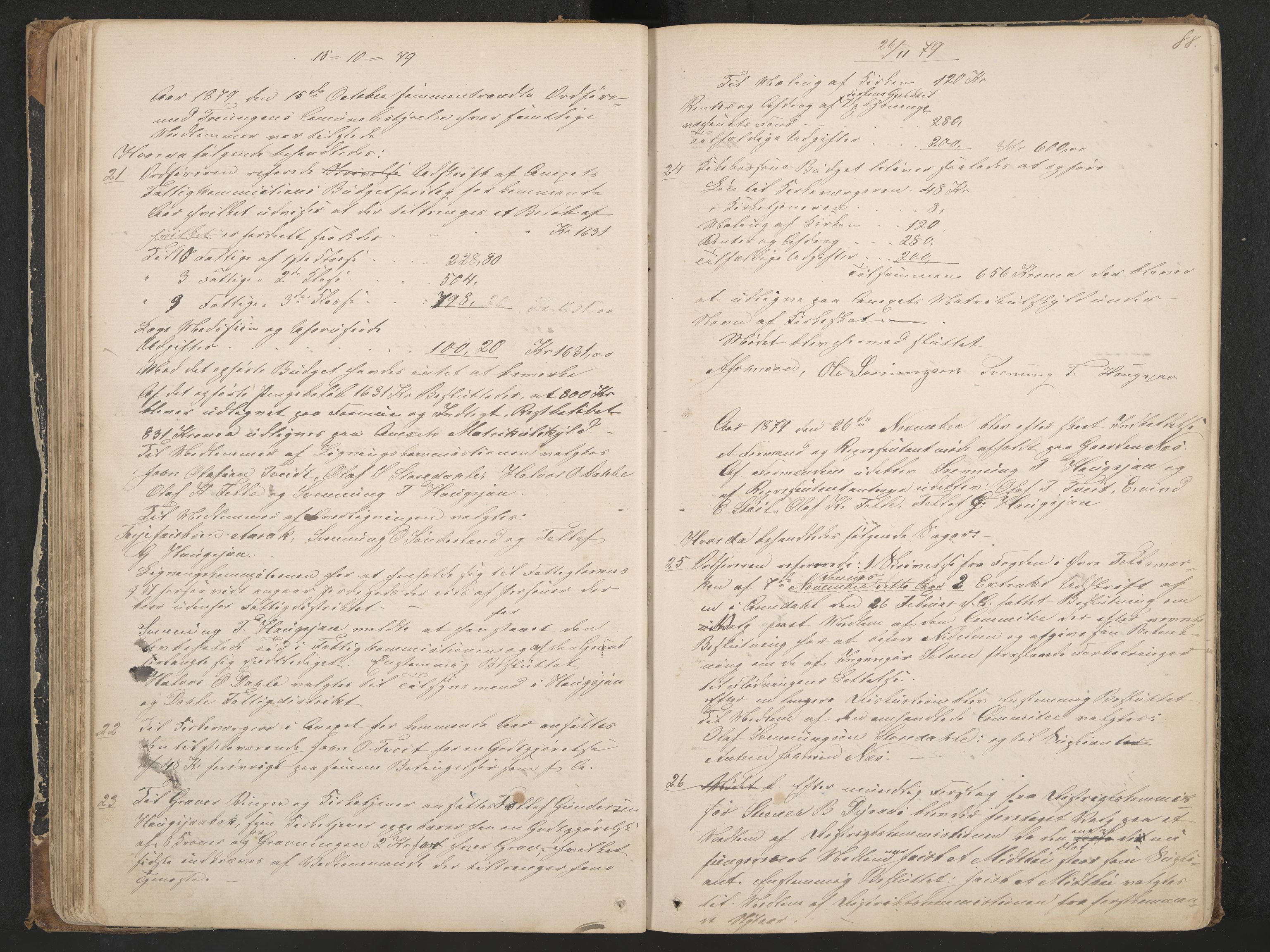 Nissedal formannskap og sentraladministrasjon, IKAK/0830021-1/A/L0002: Møtebok, 1870-1892, p. 88