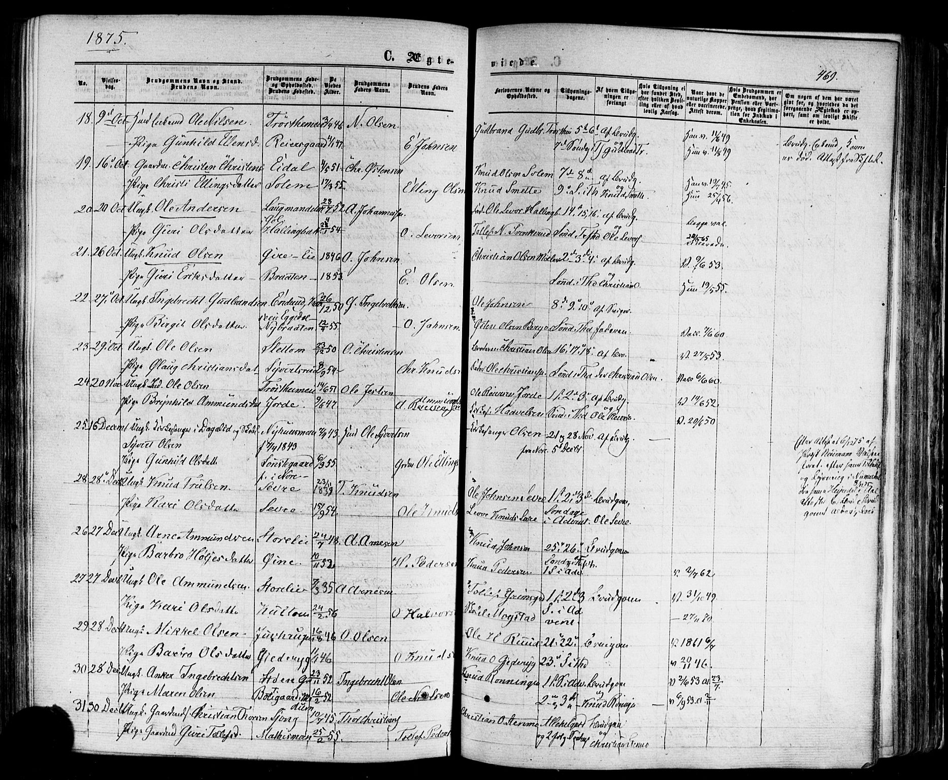 Nes kirkebøker, SAKO/A-236/F/Fa/L0010: Parish register (official) no. 10, 1864-1880, p. 469