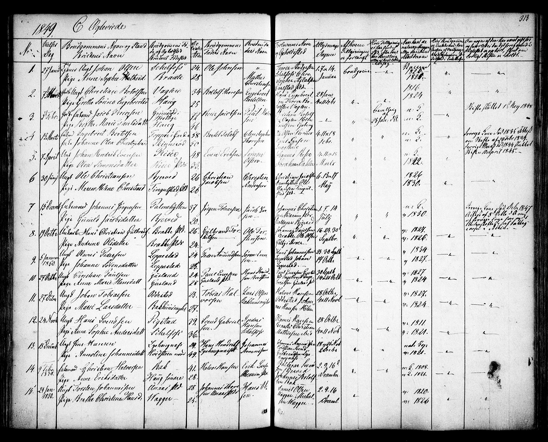 Hobøl prestekontor Kirkebøker, AV/SAO-A-2002/F/Fa/L0003: Parish register (official) no. I 3, 1842-1864, p. 313