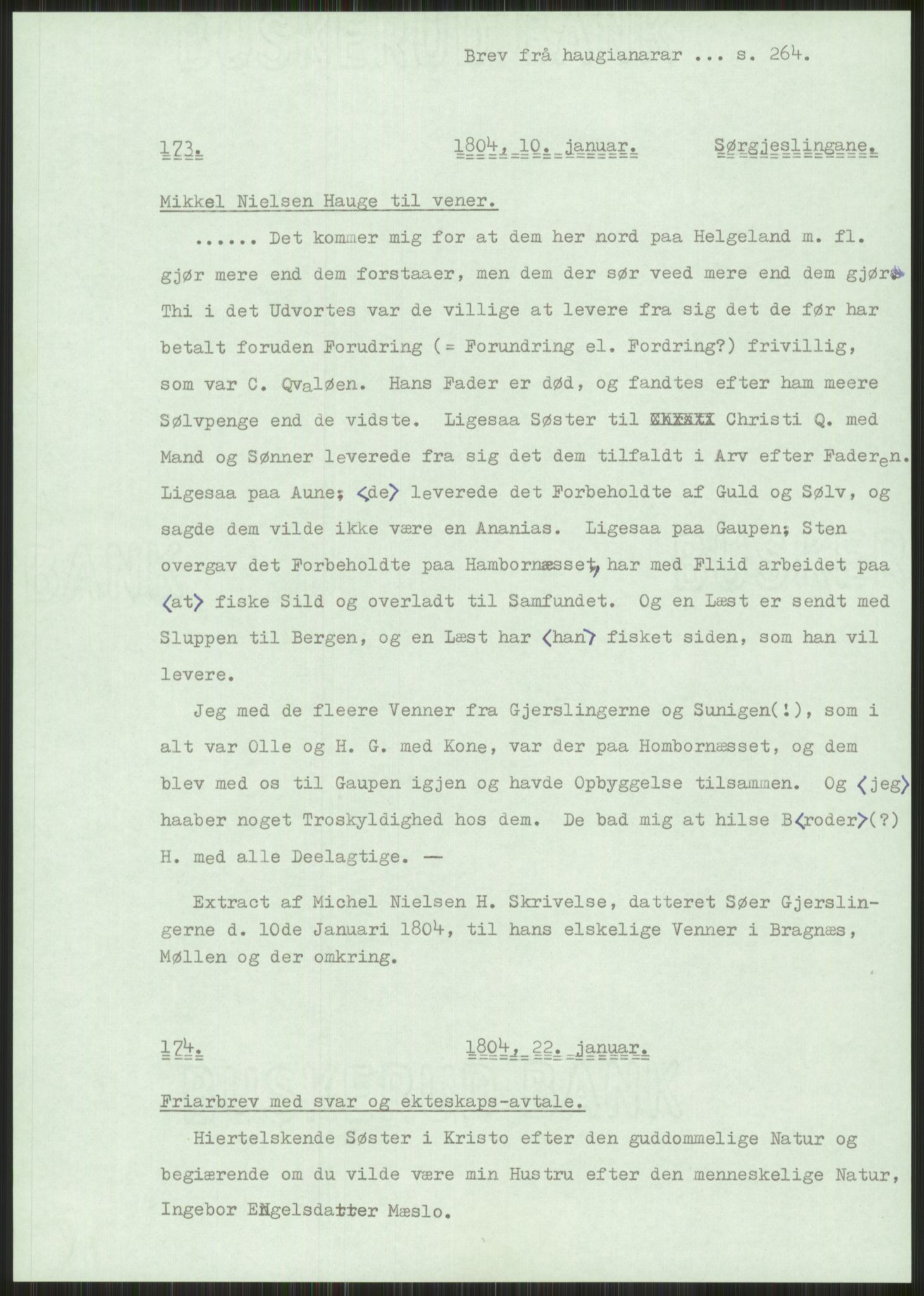 Samlinger til kildeutgivelse, Haugianerbrev, AV/RA-EA-6834/F/L0001: Haugianerbrev I: 1760-1804, 1760-1804, p. 264