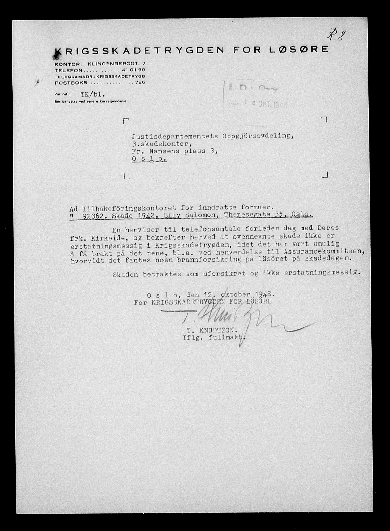 Justisdepartementet, Tilbakeføringskontoret for inndratte formuer, AV/RA-S-1564/H/Hc/Hcc/L0976: --, 1945-1947, p. 5