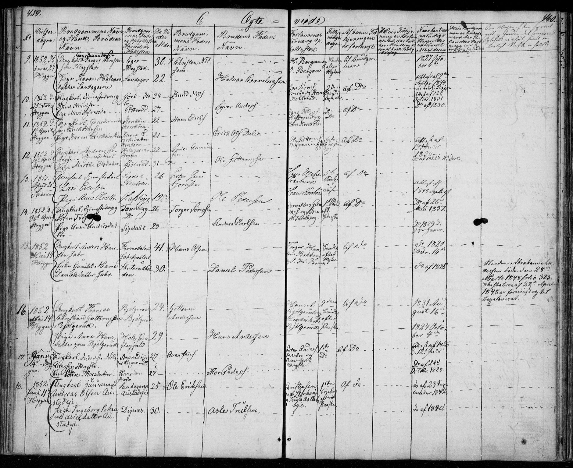 Modum kirkebøker, AV/SAKO-A-234/F/Fa/L0008: Parish register (official) no. 8, 1851-1859, p. 459-460