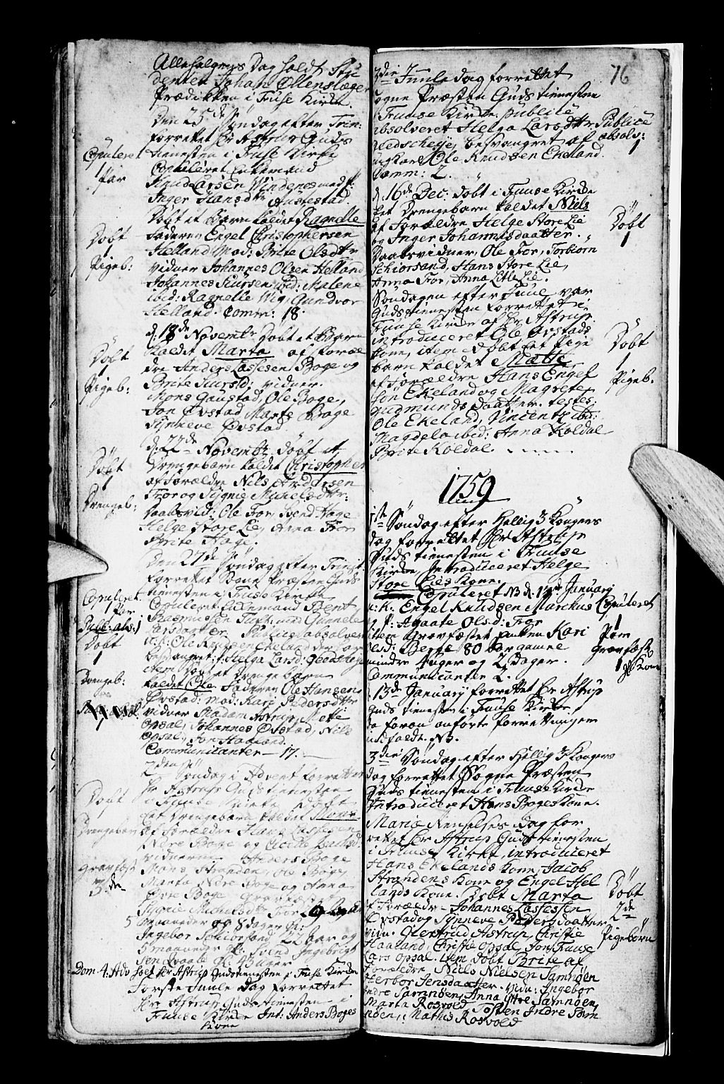 Os sokneprestembete, SAB/A-99929: Parish register (official) no. A 7, 1723-1760, p. 76