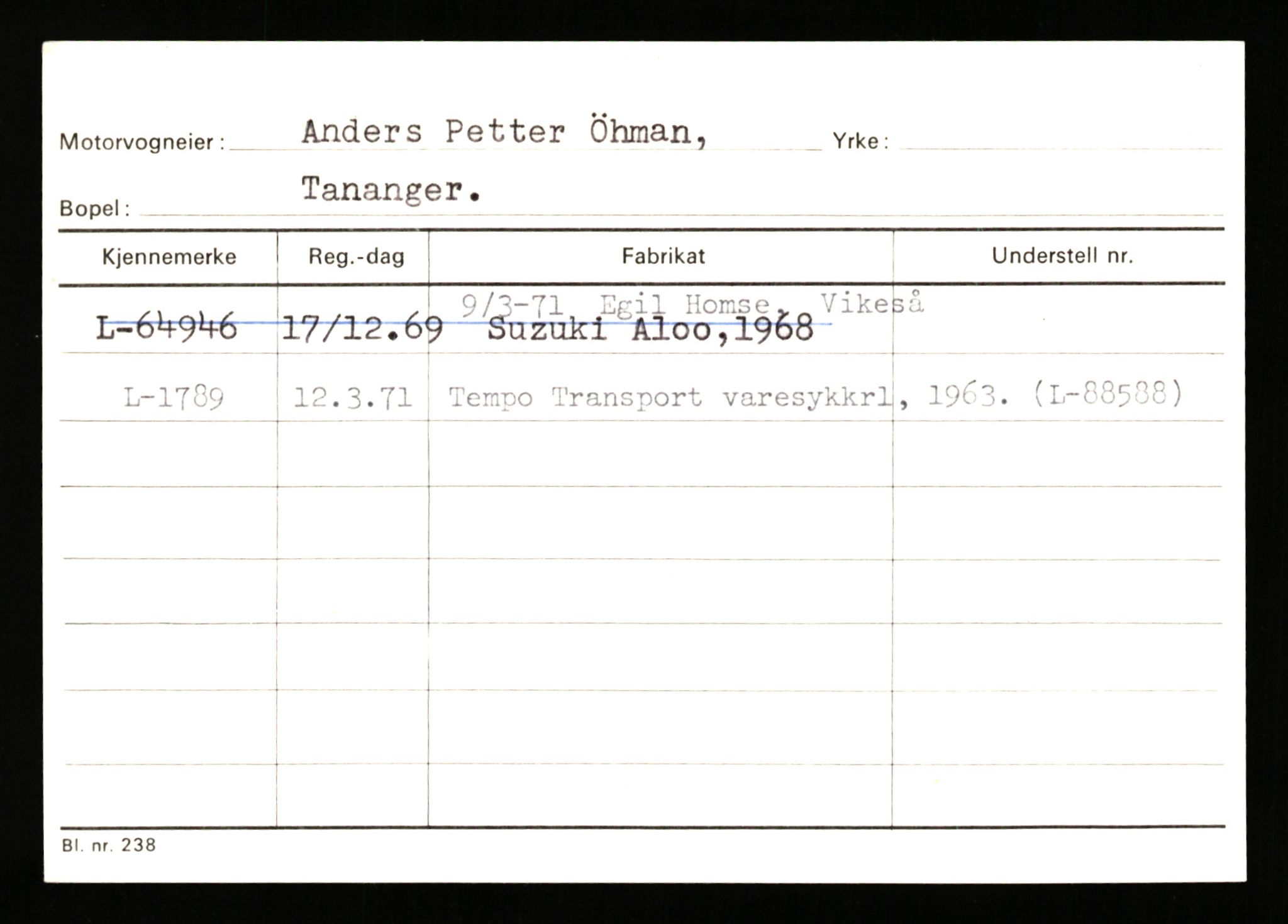 Stavanger trafikkstasjon, SAST/A-101942/0/H/L0043: Viste - Øksendal, 1930-1971, p. 2390