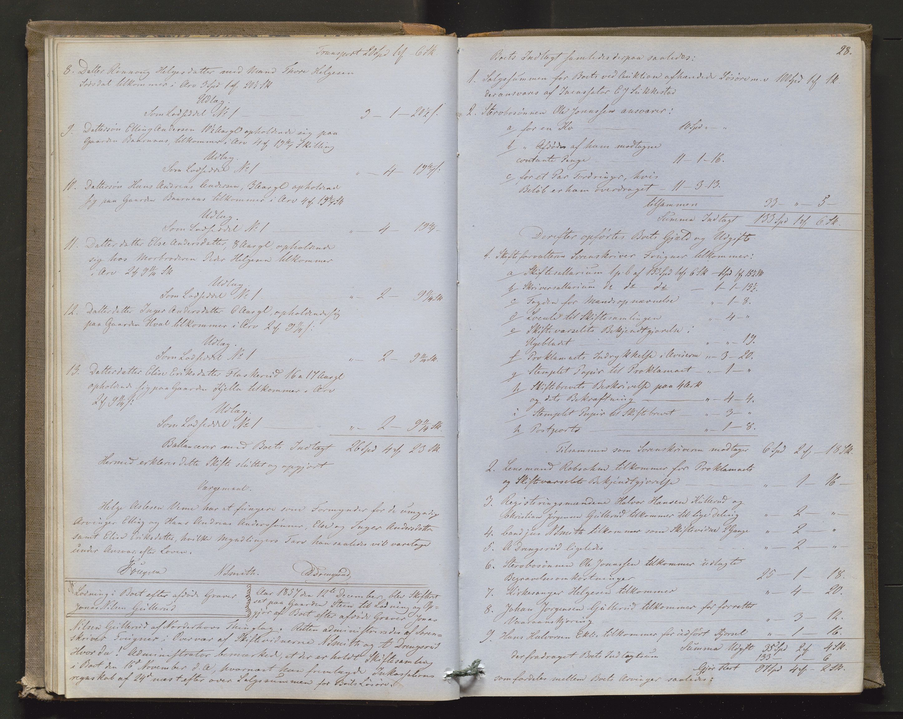 Ringerike sorenskriveri, AV/SAKO-A-105/H/Hb/Hbd/Hbda/L0004: Skifteutlodningsprotokoll, 1857-1862, p. 27b-28a