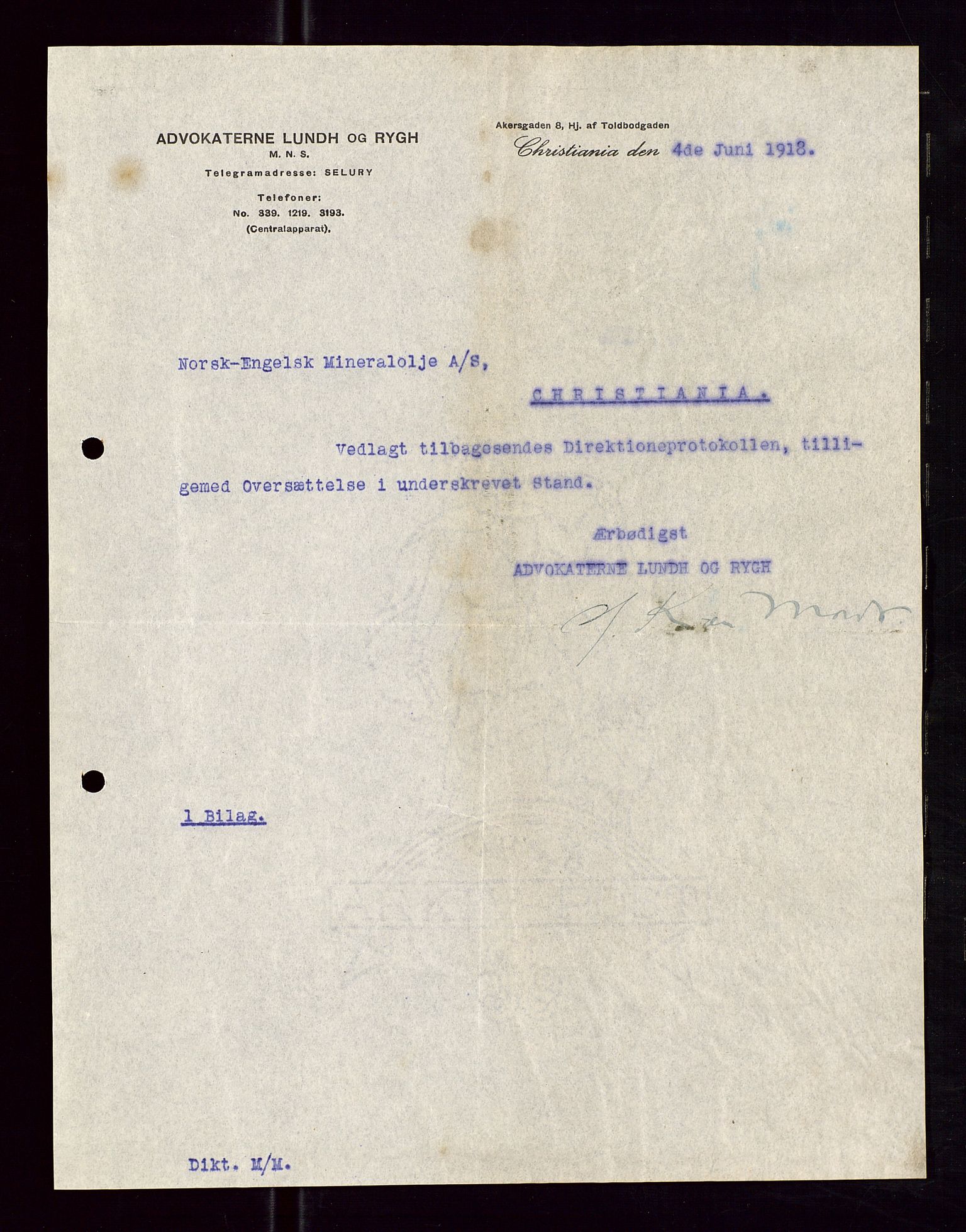 Pa 1521 - A/S Norske Shell, AV/SAST-A-101915/E/Ea/Eaa/L0005: Sjefskorrespondanse, 1918, p. 405