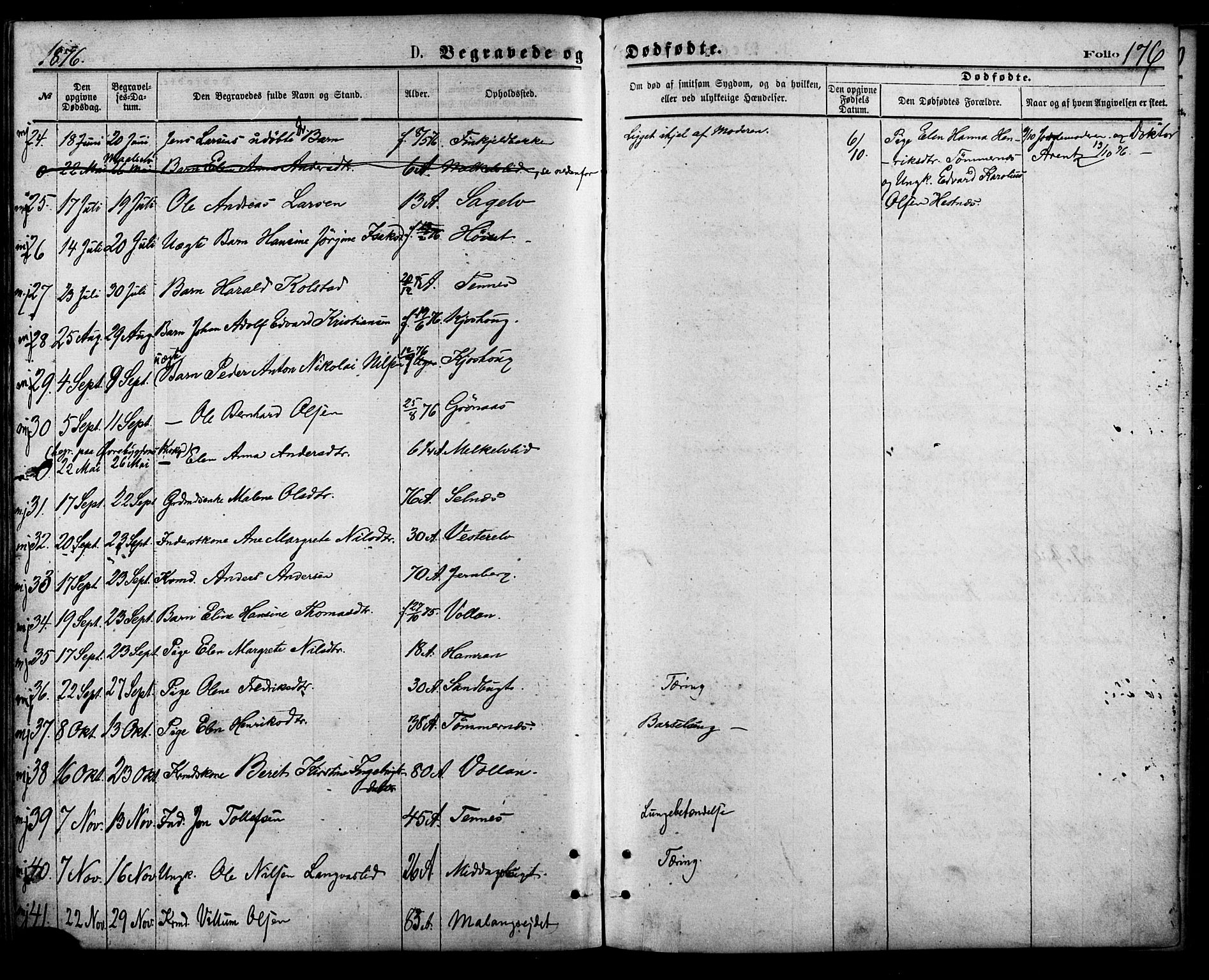 Balsfjord sokneprestembete, SATØ/S-1303/G/Ga/L0004kirke: Parish register (official) no. 4, 1871-1883, p. 176