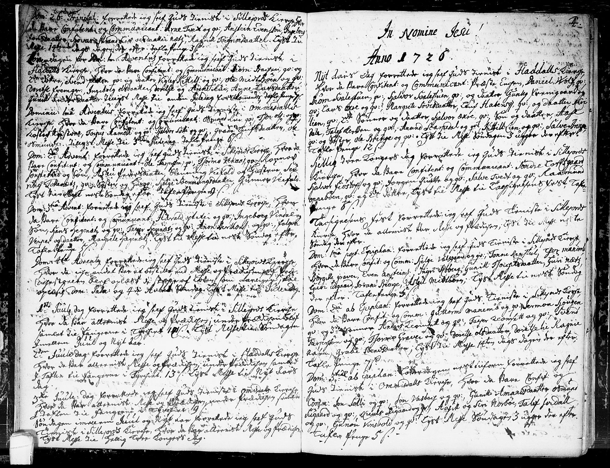 Seljord kirkebøker, SAKO/A-20/F/Fa/L0004: Parish register (official) no. I 4, 1725-1736, p. 4