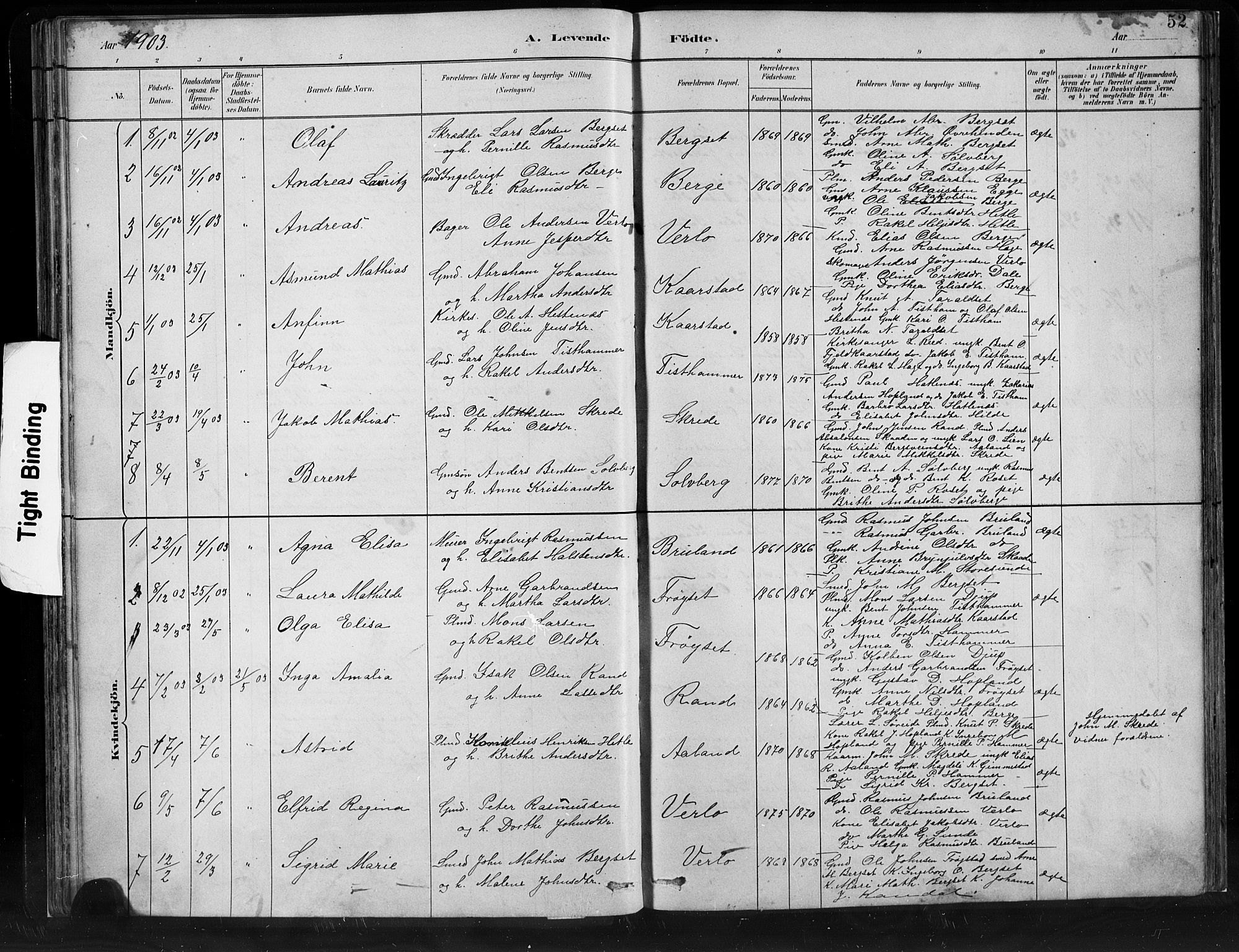 Innvik sokneprestembete, SAB/A-80501: Parish register (copy) no. C 3, 1883-1911, p. 52