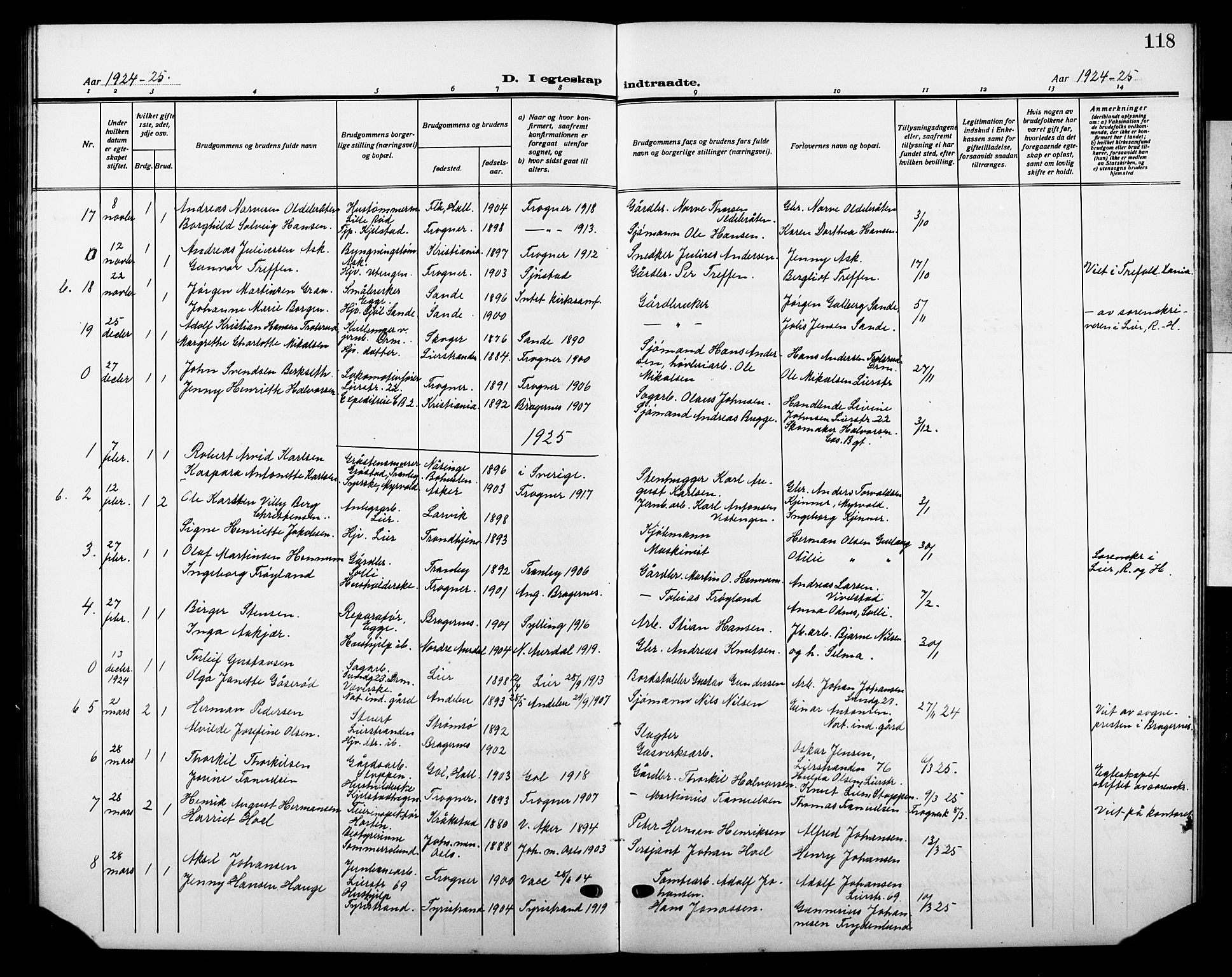 Lier kirkebøker, AV/SAKO-A-230/G/Gb/L0004: Parish register (copy) no. II 4, 1920-1932, p. 118