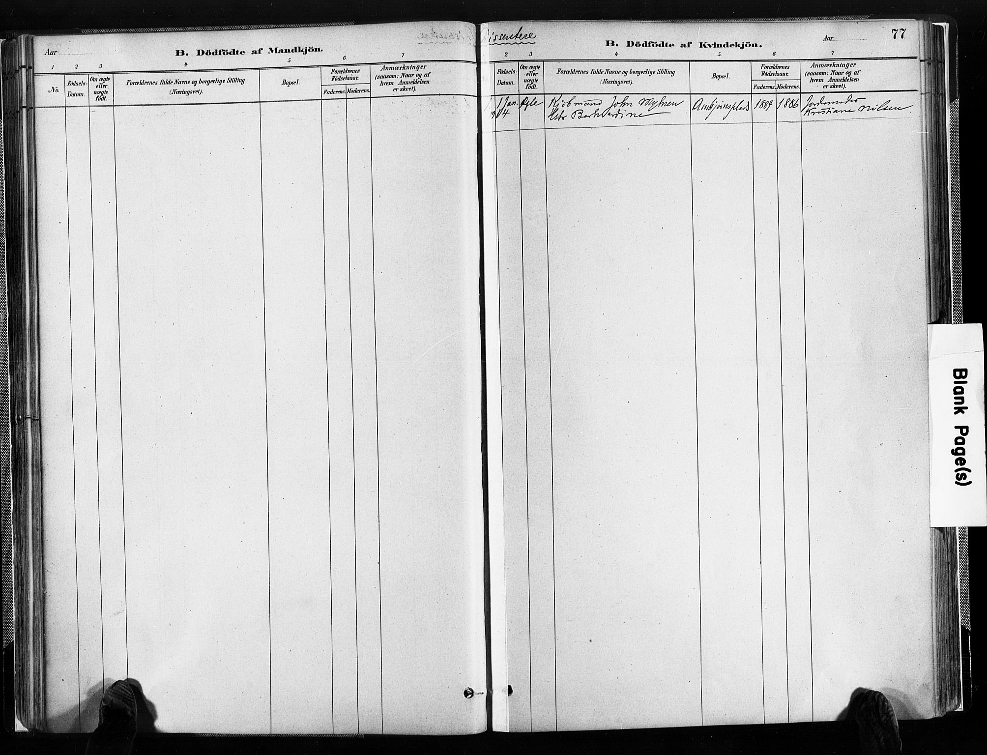 Austre Moland sokneprestkontor, SAK/1111-0001/F/Fa/Faa/L0010: Parish register (official) no. A 10, 1880-1904, p. 77