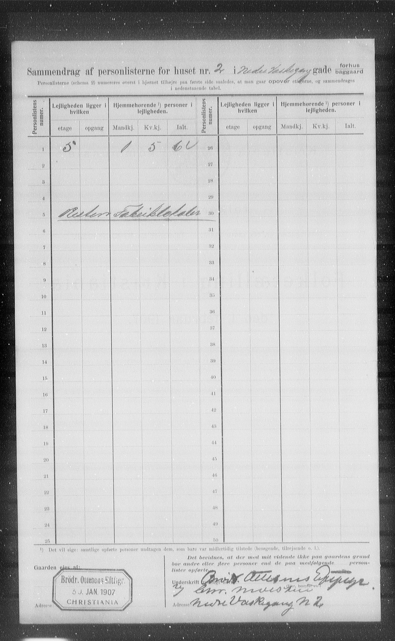 OBA, Municipal Census 1907 for Kristiania, 1907, p. 35547