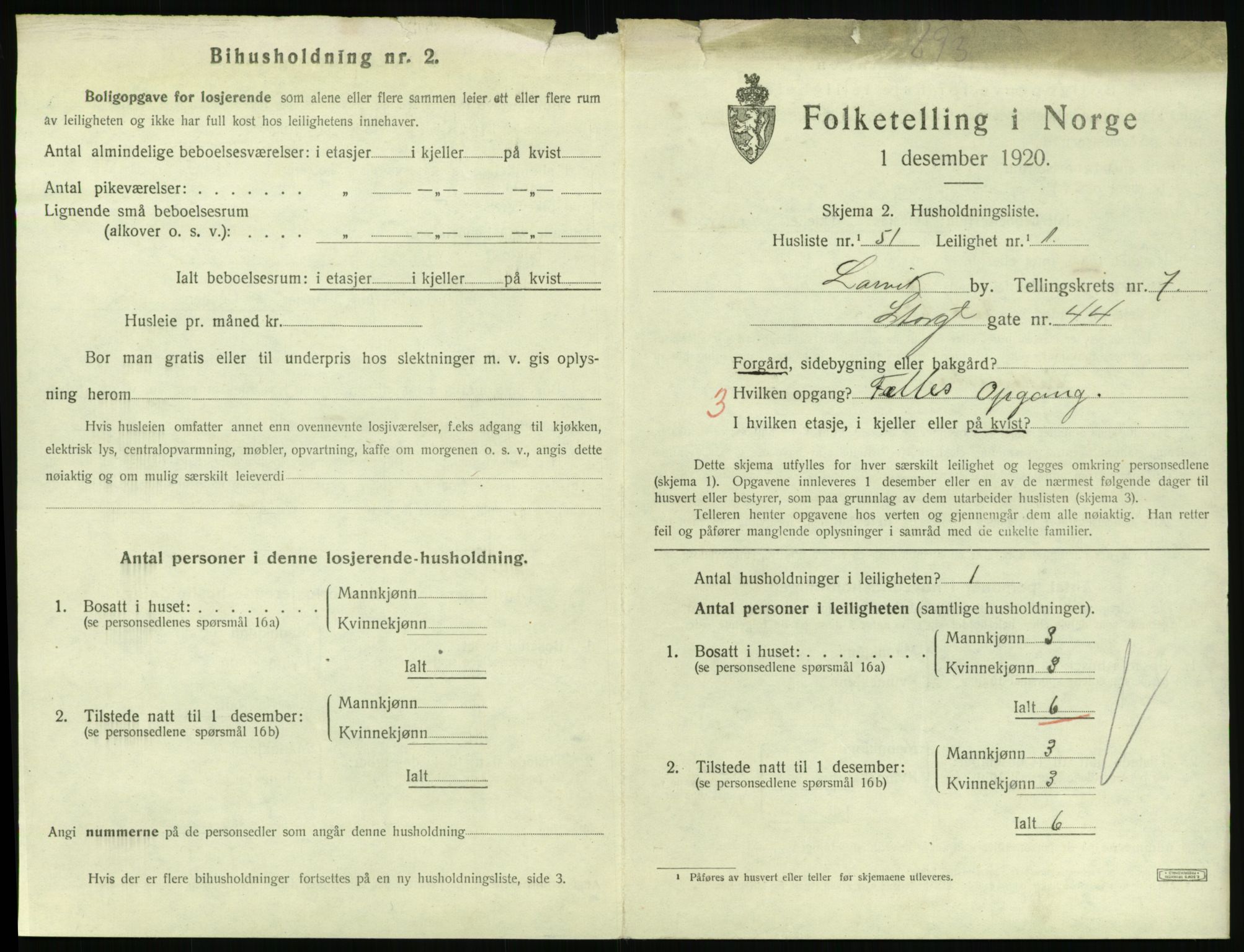 SAKO, 1920 census for Larvik, 1920, p. 6148