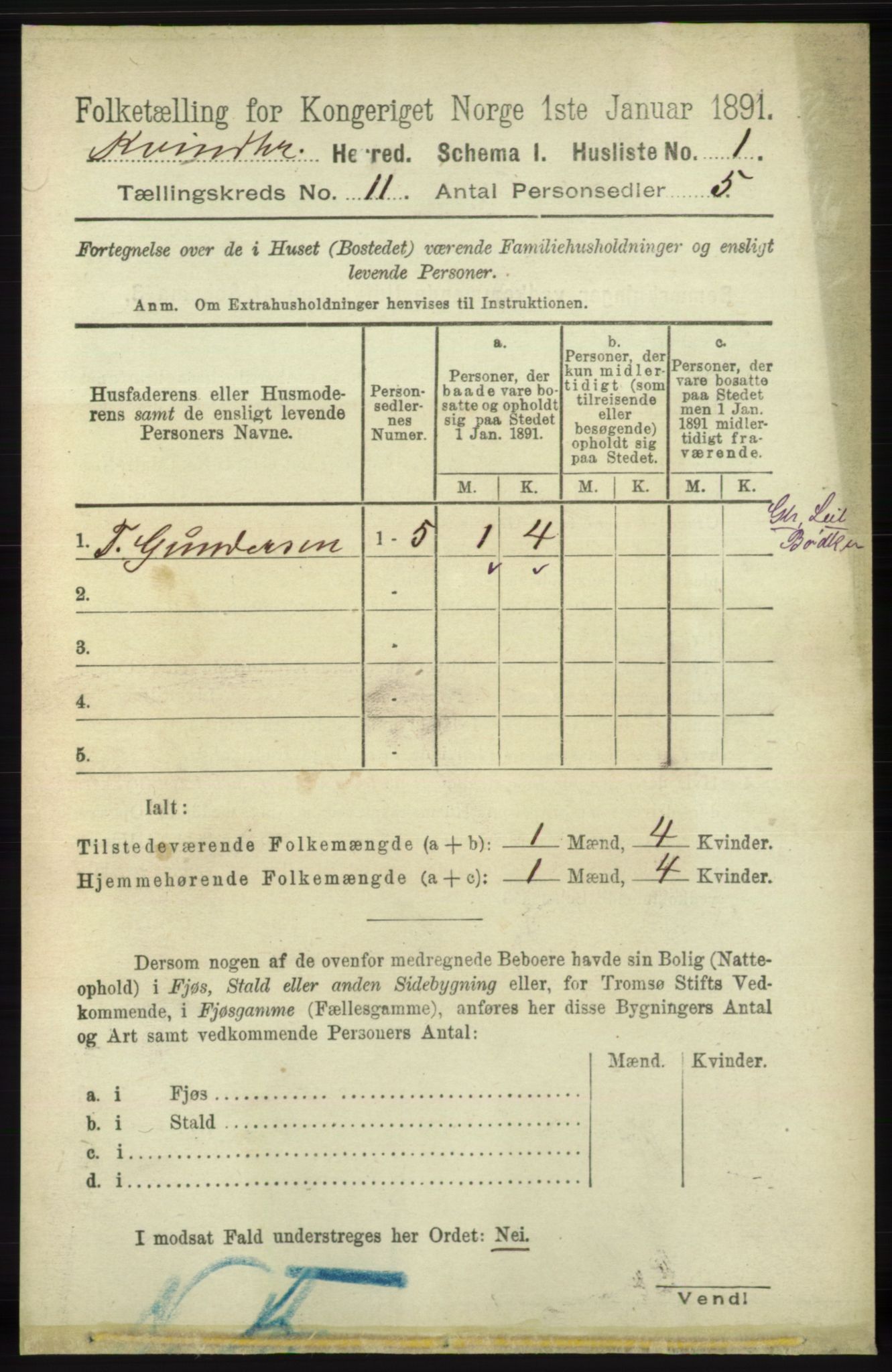 RA, 1891 census for 1224 Kvinnherad, 1891, p. 3786