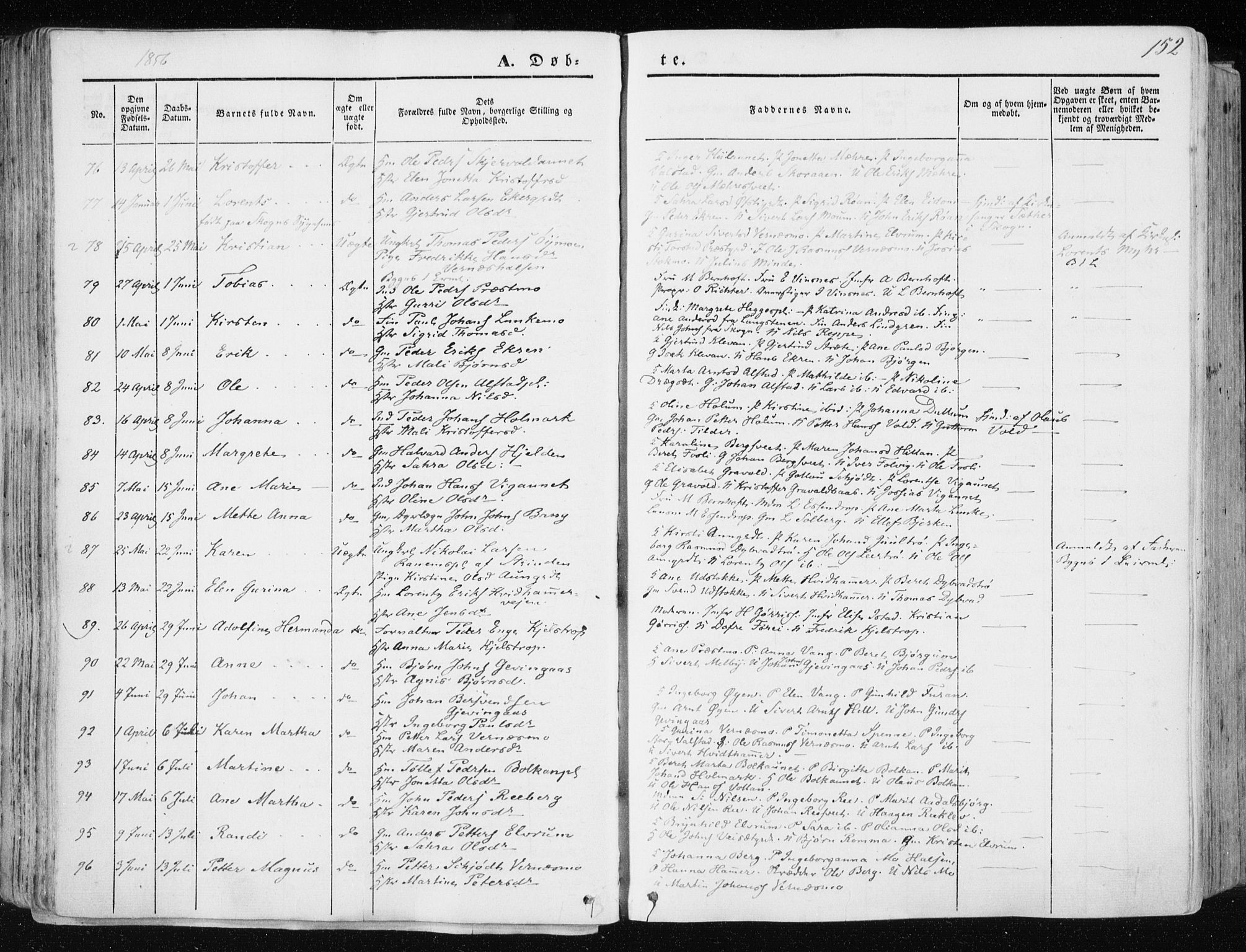 Ministerialprotokoller, klokkerbøker og fødselsregistre - Nord-Trøndelag, SAT/A-1458/709/L0074: Parish register (official) no. 709A14, 1845-1858, p. 152