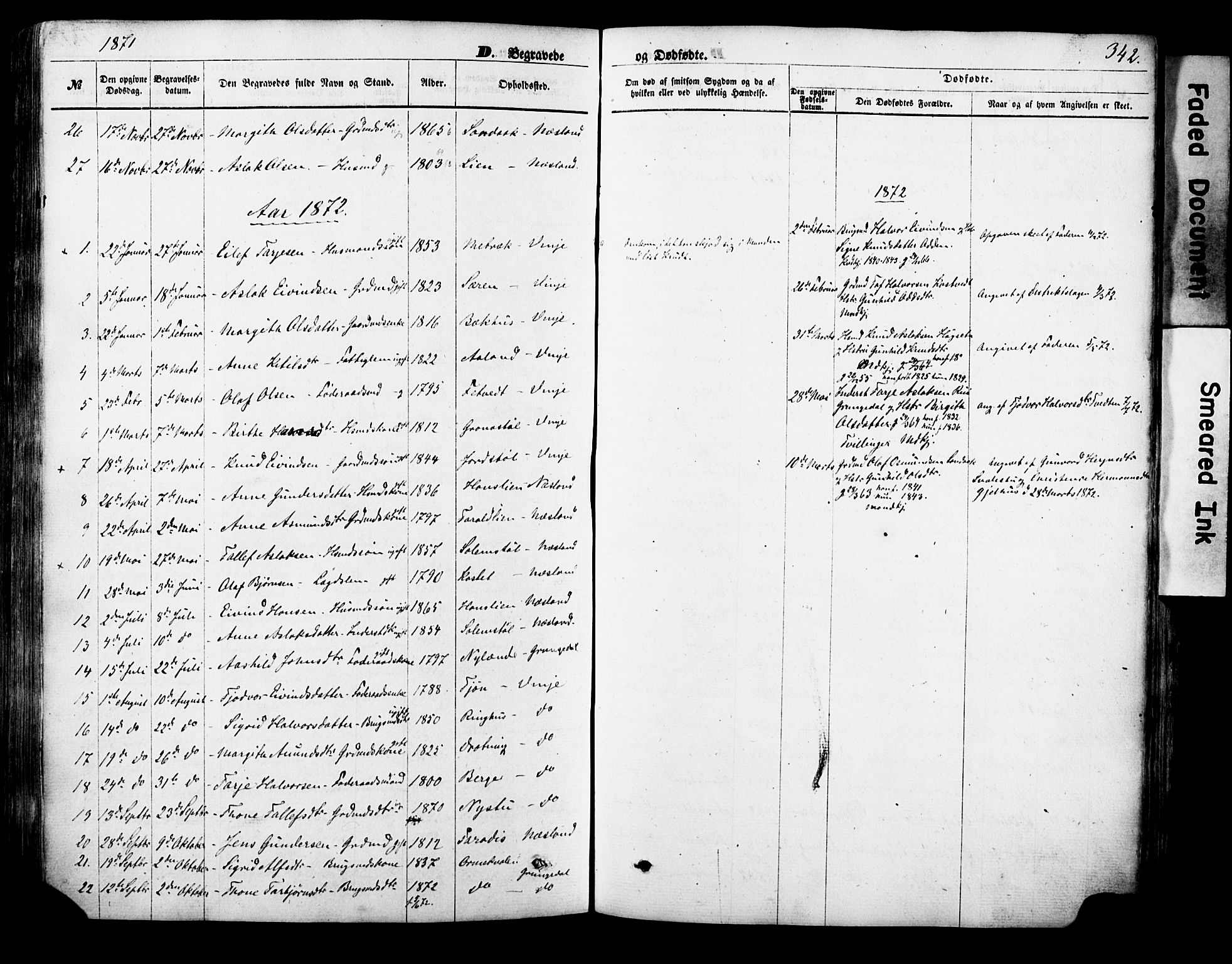 Vinje kirkebøker, SAKO/A-312/F/Fa/L0005: Parish register (official) no. I 5, 1870-1886, p. 342