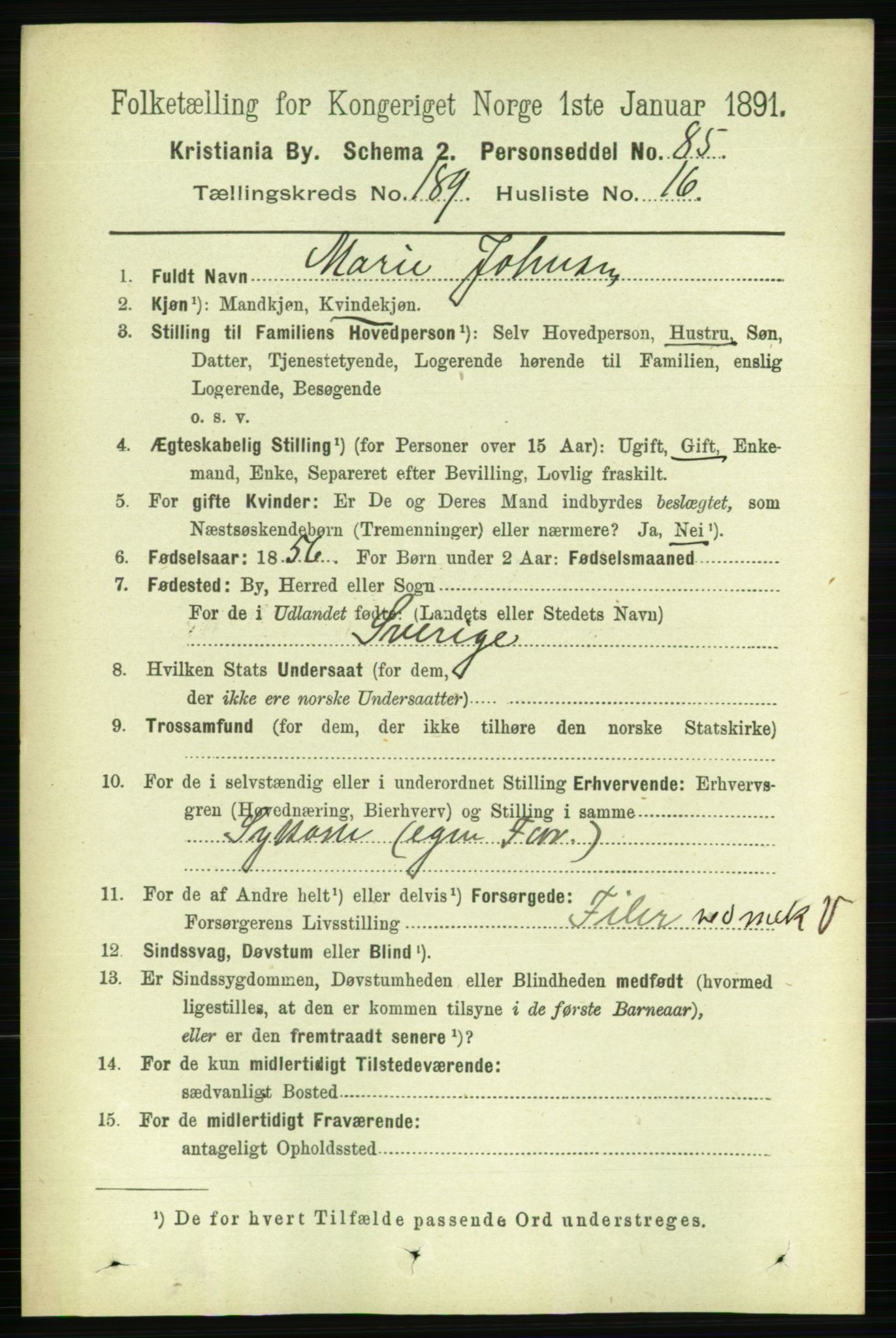 RA, 1891 census for 0301 Kristiania, 1891, p. 113816