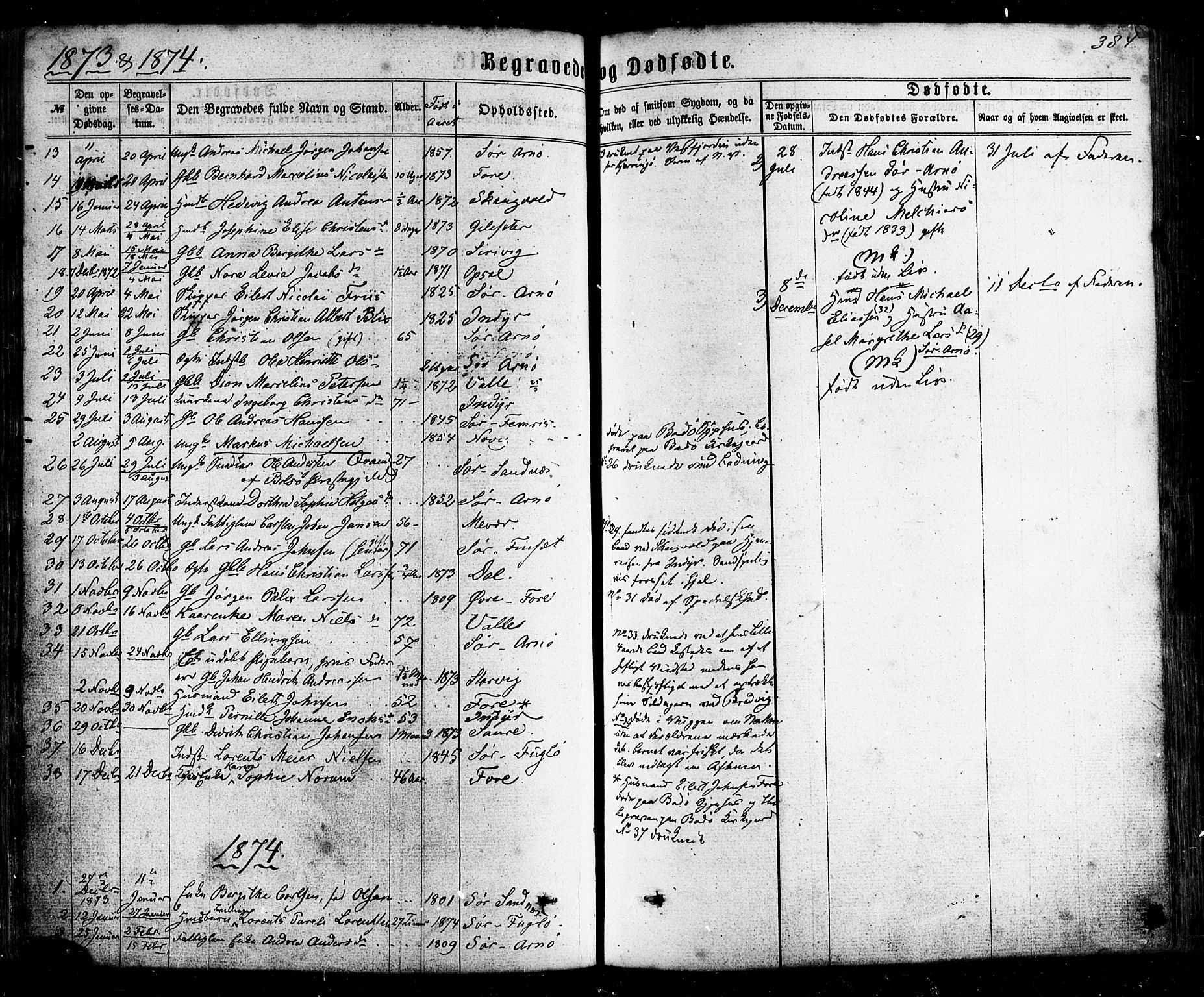 Ministerialprotokoller, klokkerbøker og fødselsregistre - Nordland, SAT/A-1459/805/L0098: Parish register (official) no. 805A05, 1862-1879, p. 384