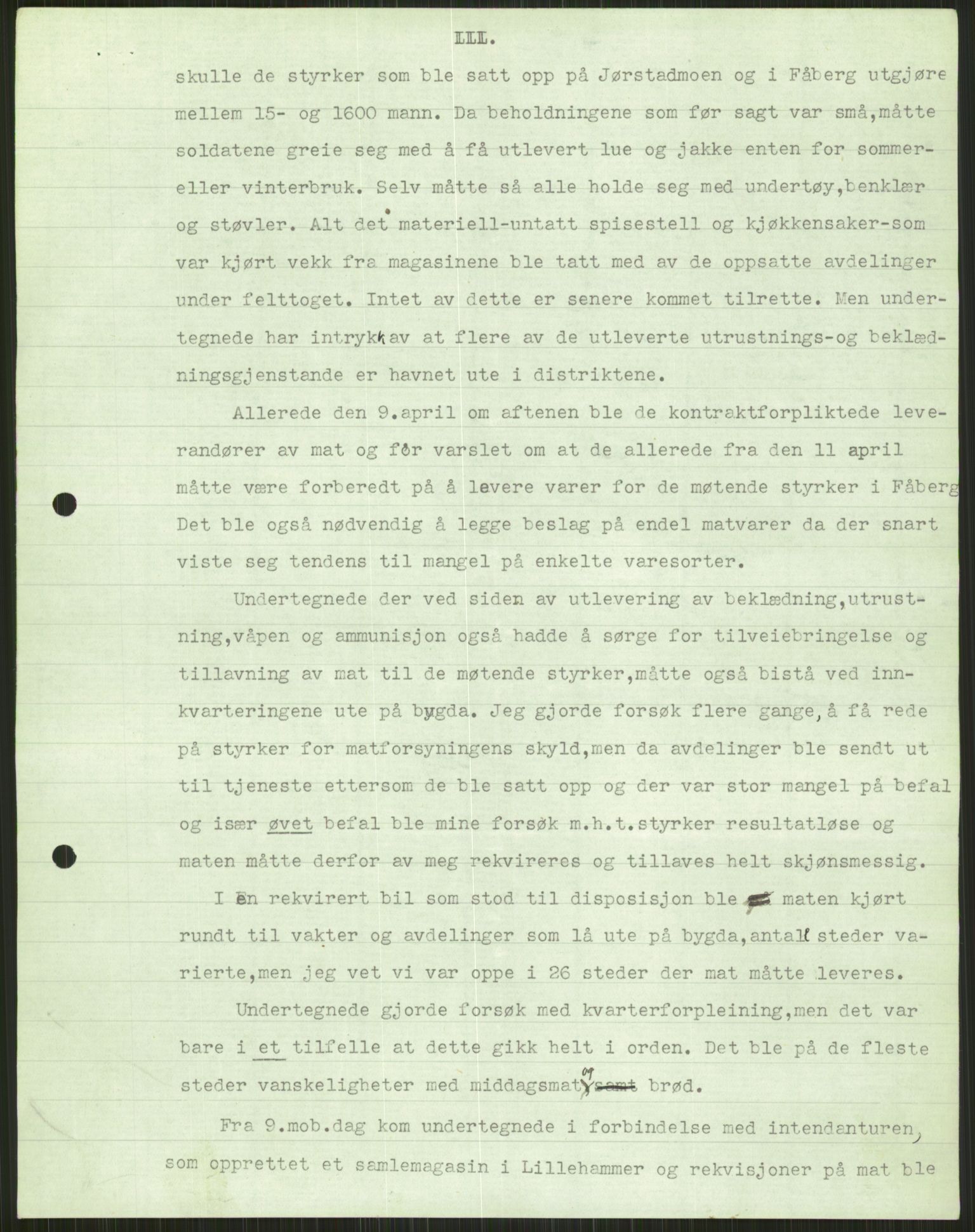 Forsvaret, Forsvarets krigshistoriske avdeling, AV/RA-RAFA-2017/Y/Ya/L0014: II-C-11-31 - Fylkesmenn.  Rapporter om krigsbegivenhetene 1940., 1940, p. 64