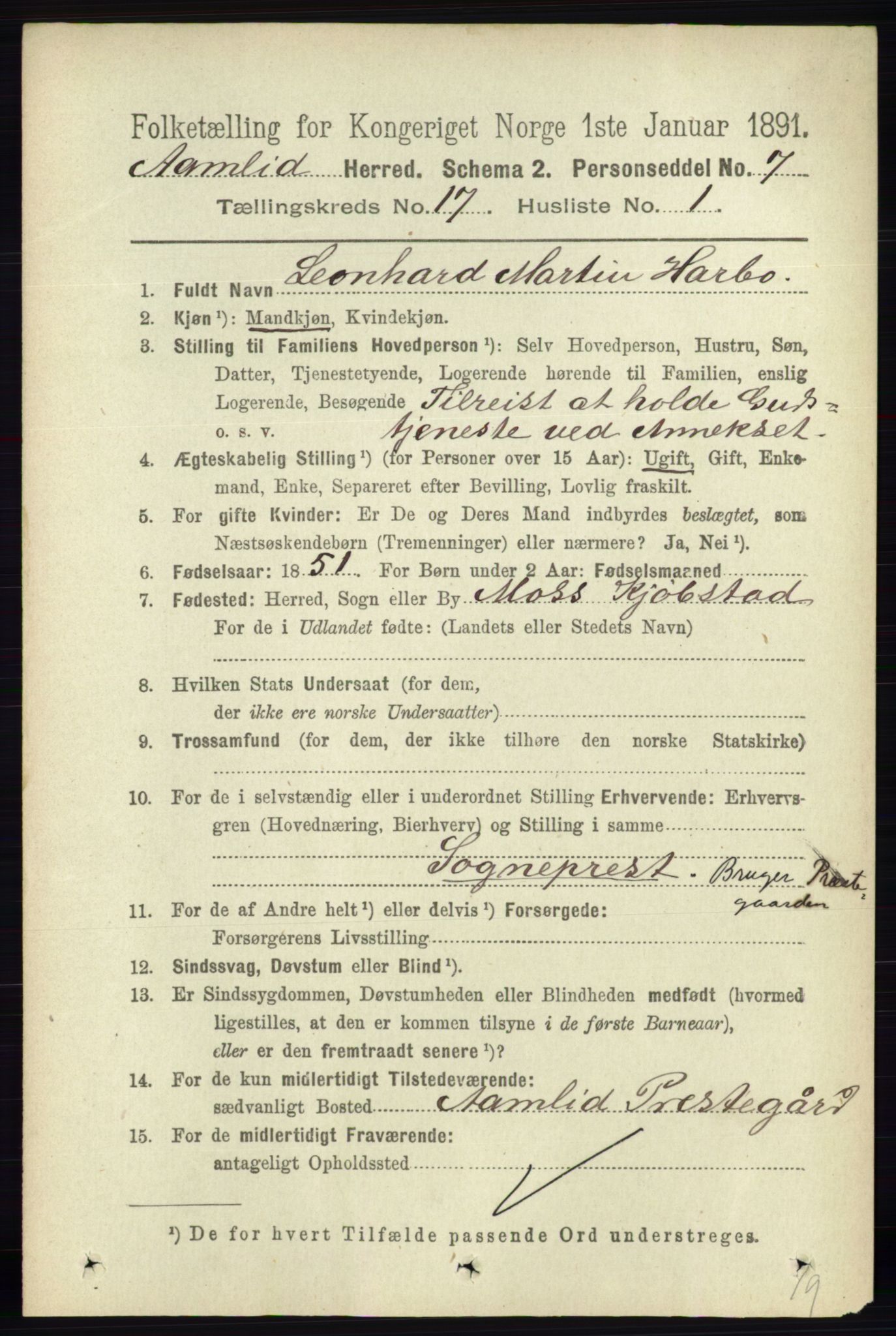 RA, 1891 census for 0929 Åmli, 1891, p. 2811