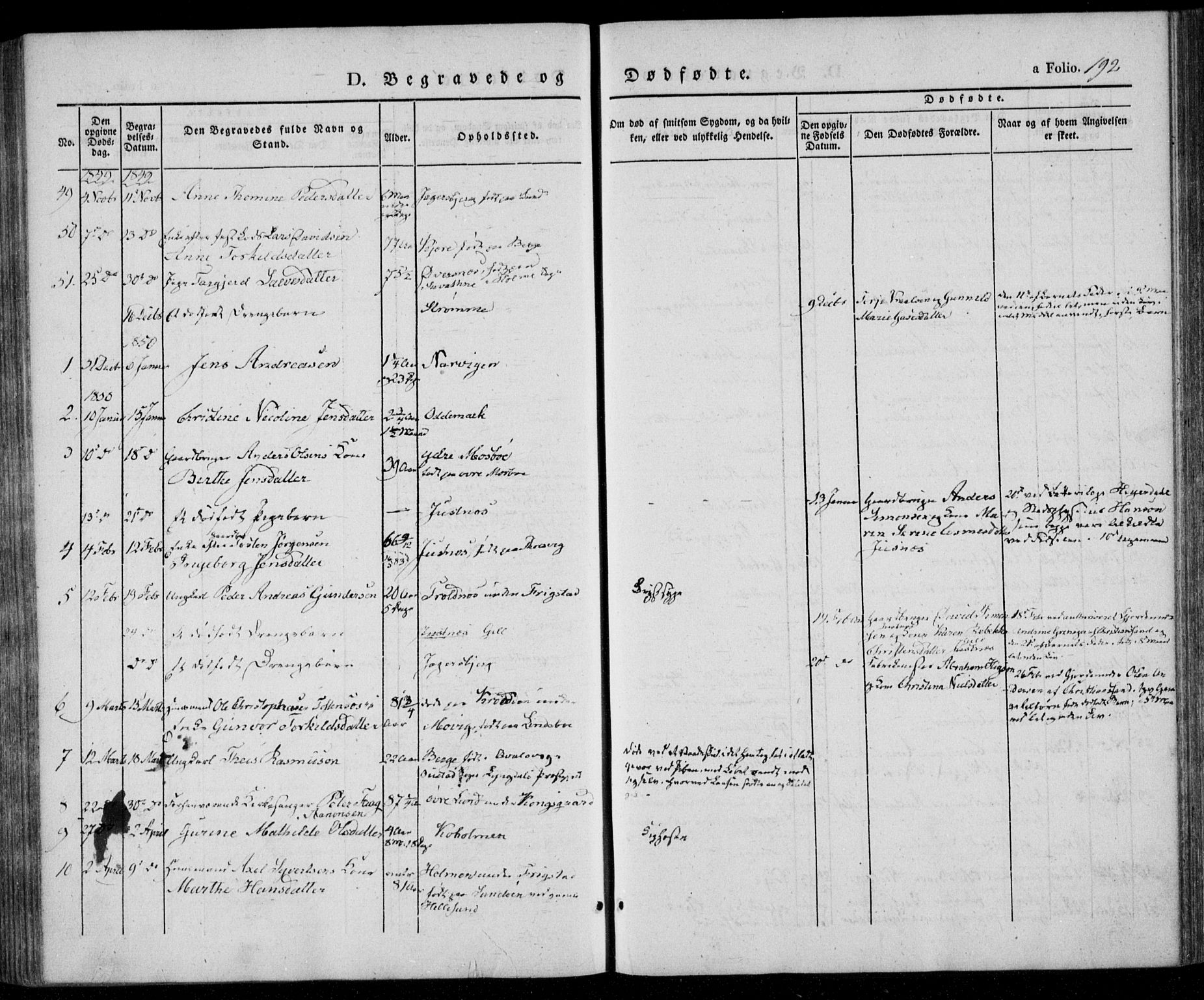 Oddernes sokneprestkontor, AV/SAK-1111-0033/F/Fa/Faa/L0006: Parish register (official) no. A 6, 1838-1851, p. 192