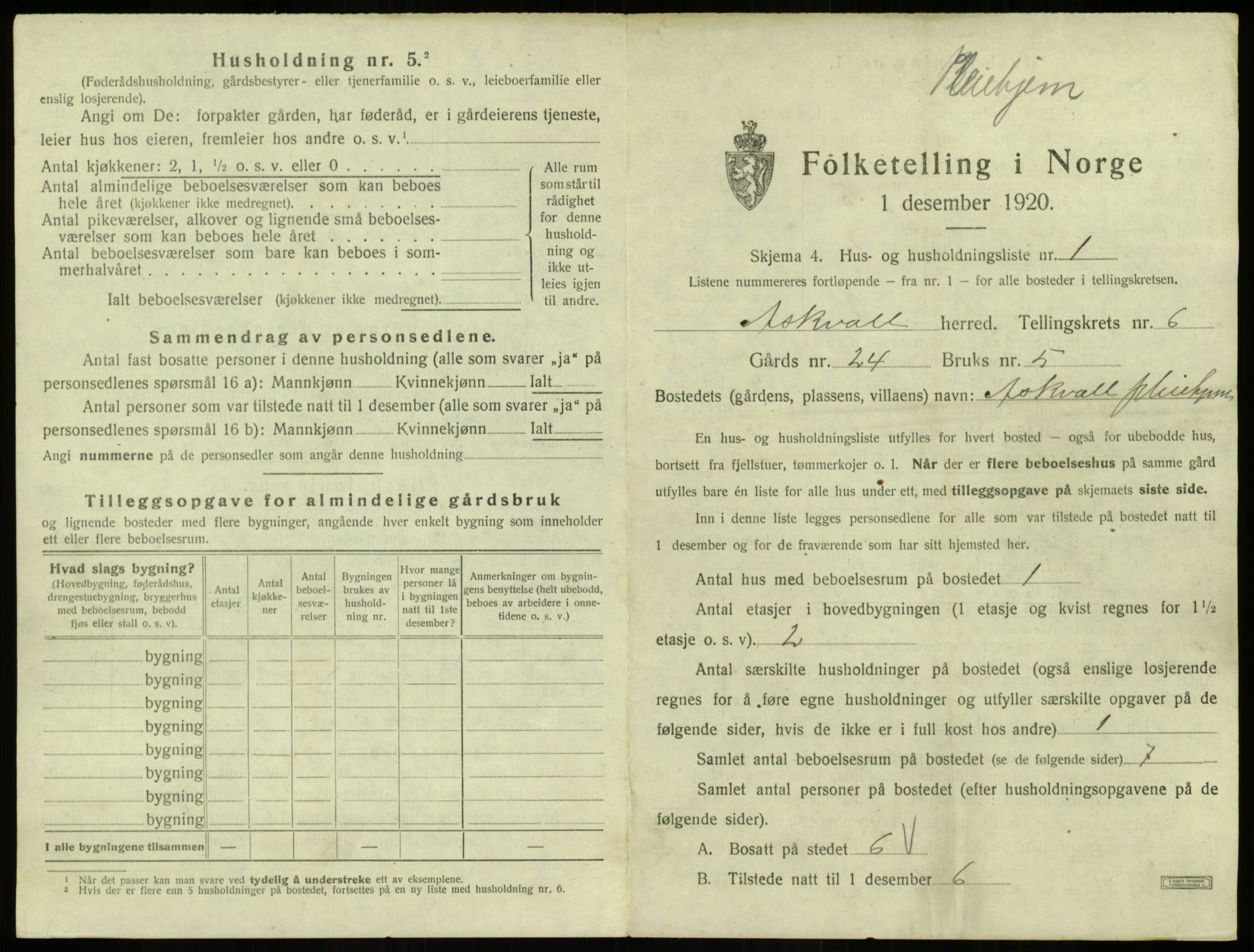 SAB, 1920 census for Askvoll, 1920, p. 324