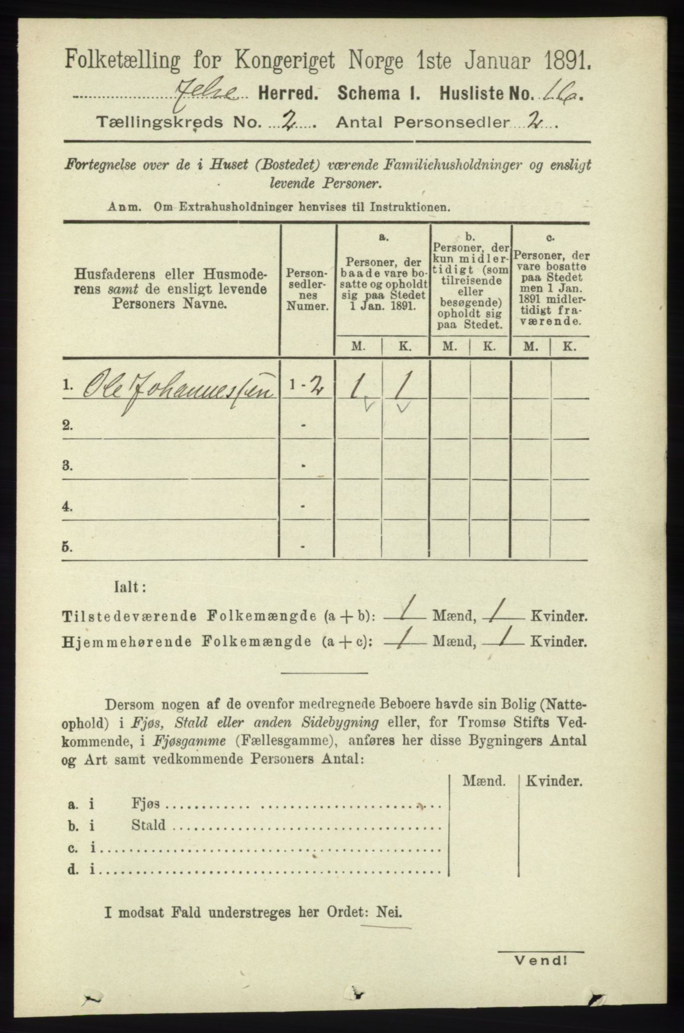 RA, 1891 census for 1138 Jelsa, 1891, p. 243