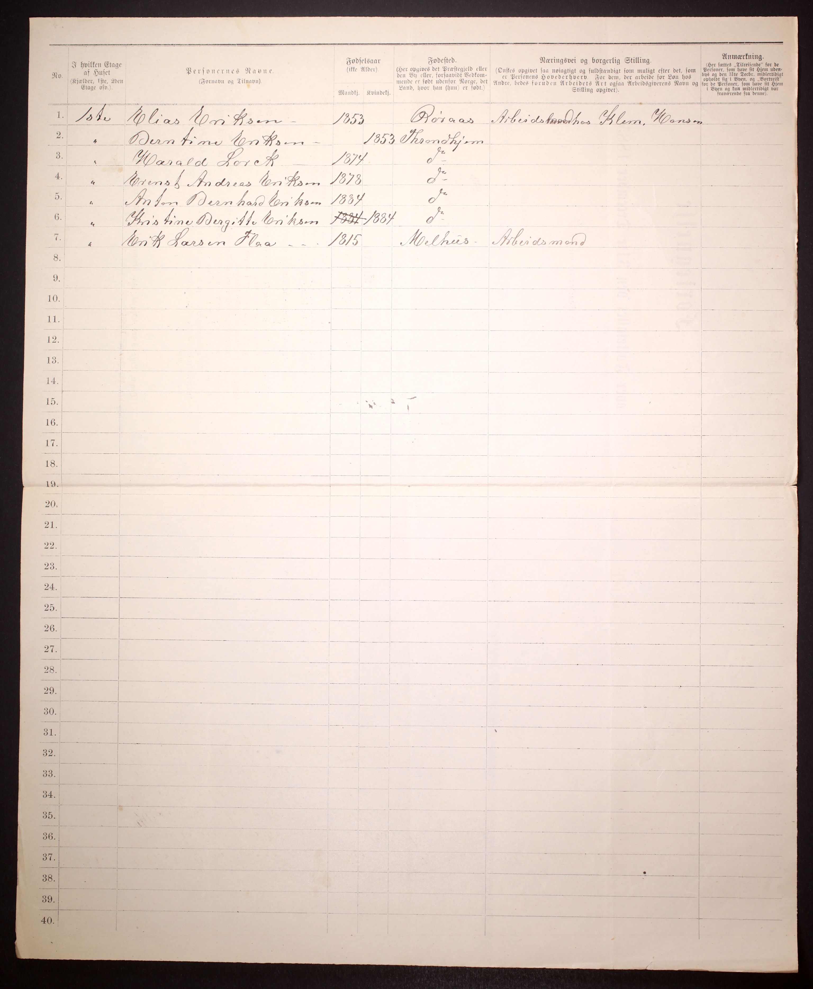 SAT, 1885 census for 1601 Trondheim, 1885, p. 3519