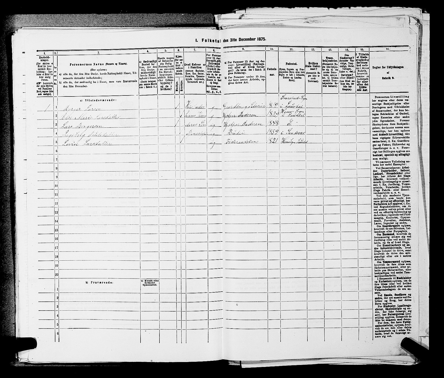 SAKO, 1875 census for 0728P Lardal, 1875, p. 85