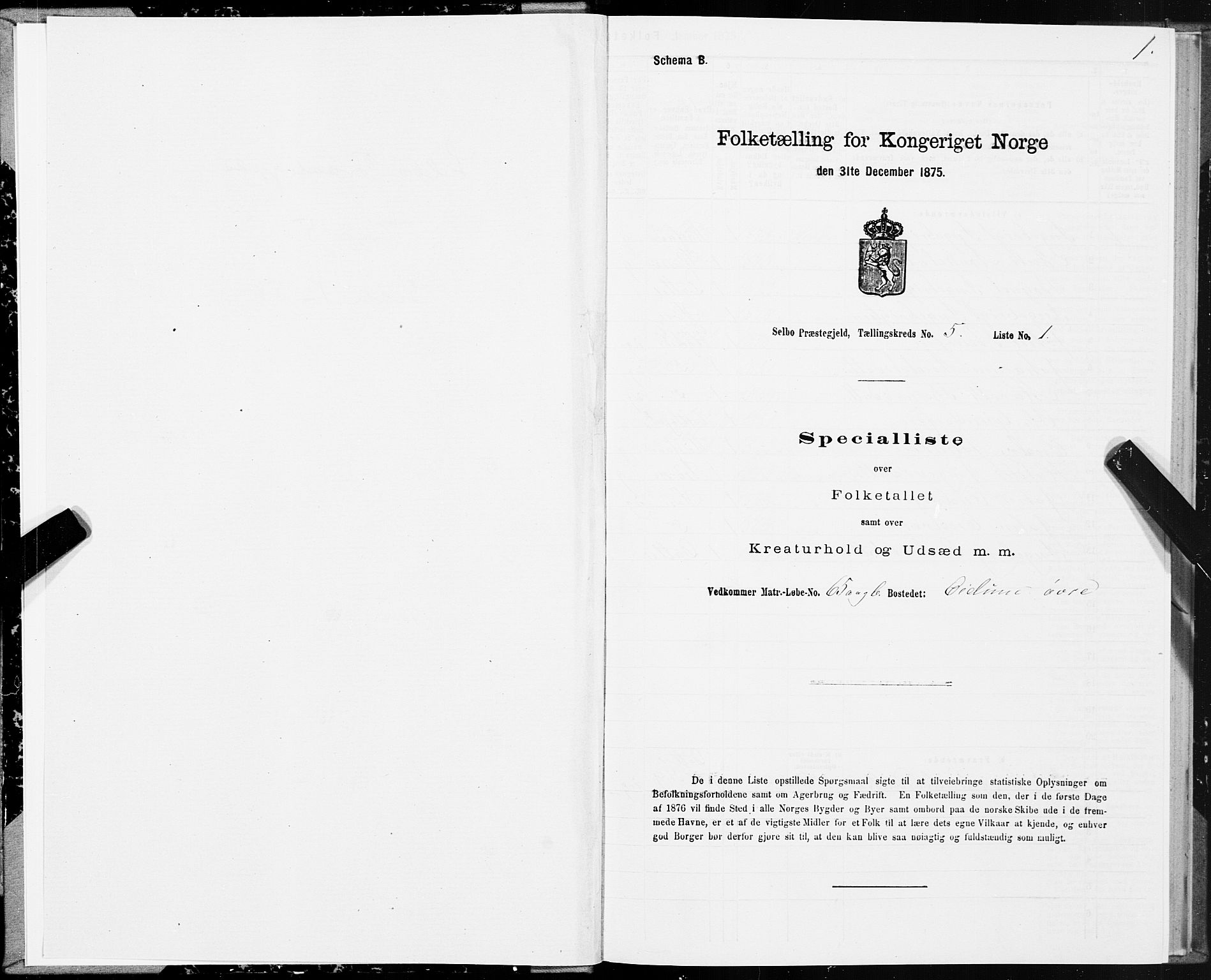 SAT, 1875 census for 1664P Selbu, 1875, p. 3001