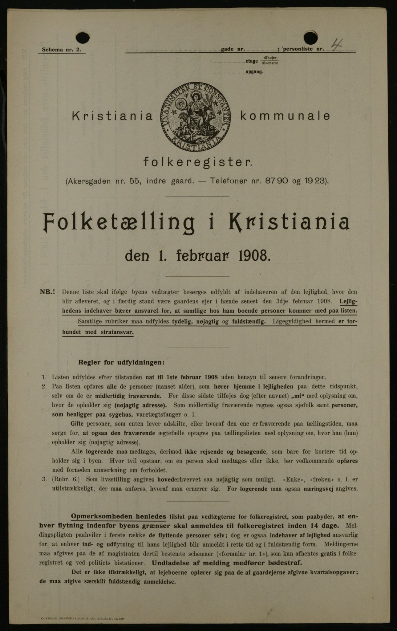 OBA, Municipal Census 1908 for Kristiania, 1908, p. 328