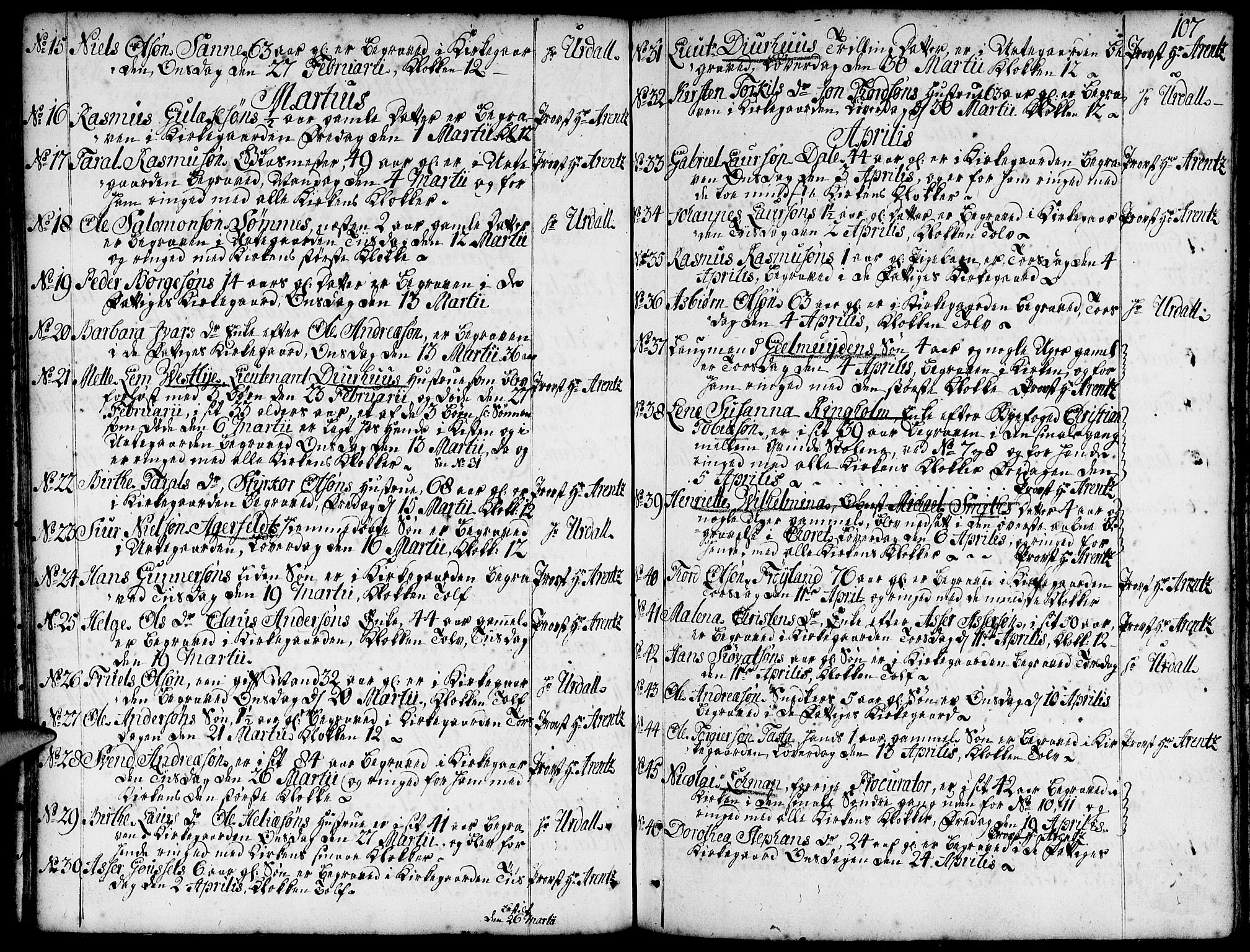 Domkirken sokneprestkontor, SAST/A-101812/001/30/30BA/L0005: Parish register (official) no. A 5, 1744-1788, p. 107