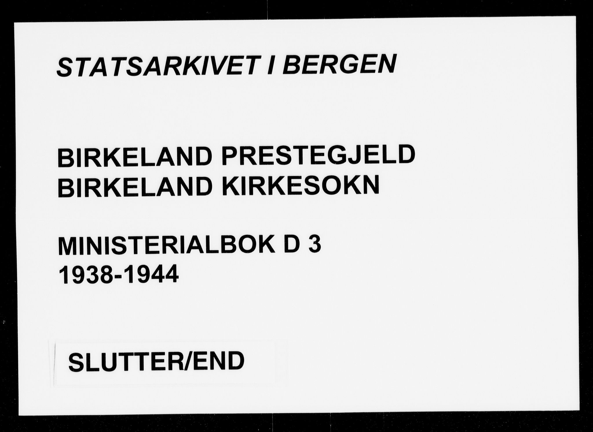 Fana Sokneprestembete, AV/SAB-A-75101/H/Haa/Haak/L0003: Parish register (official) no. K 3, 1938-1944