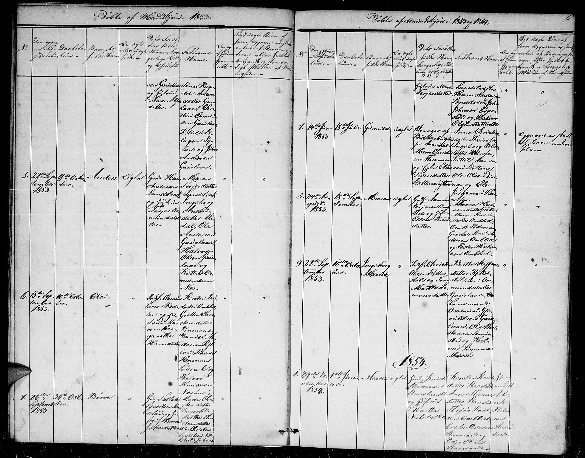 Herefoss sokneprestkontor, SAK/1111-0019/F/Fb/Fba/L0001: Parish register (copy) no. B 1, 1851-1868, p. 6