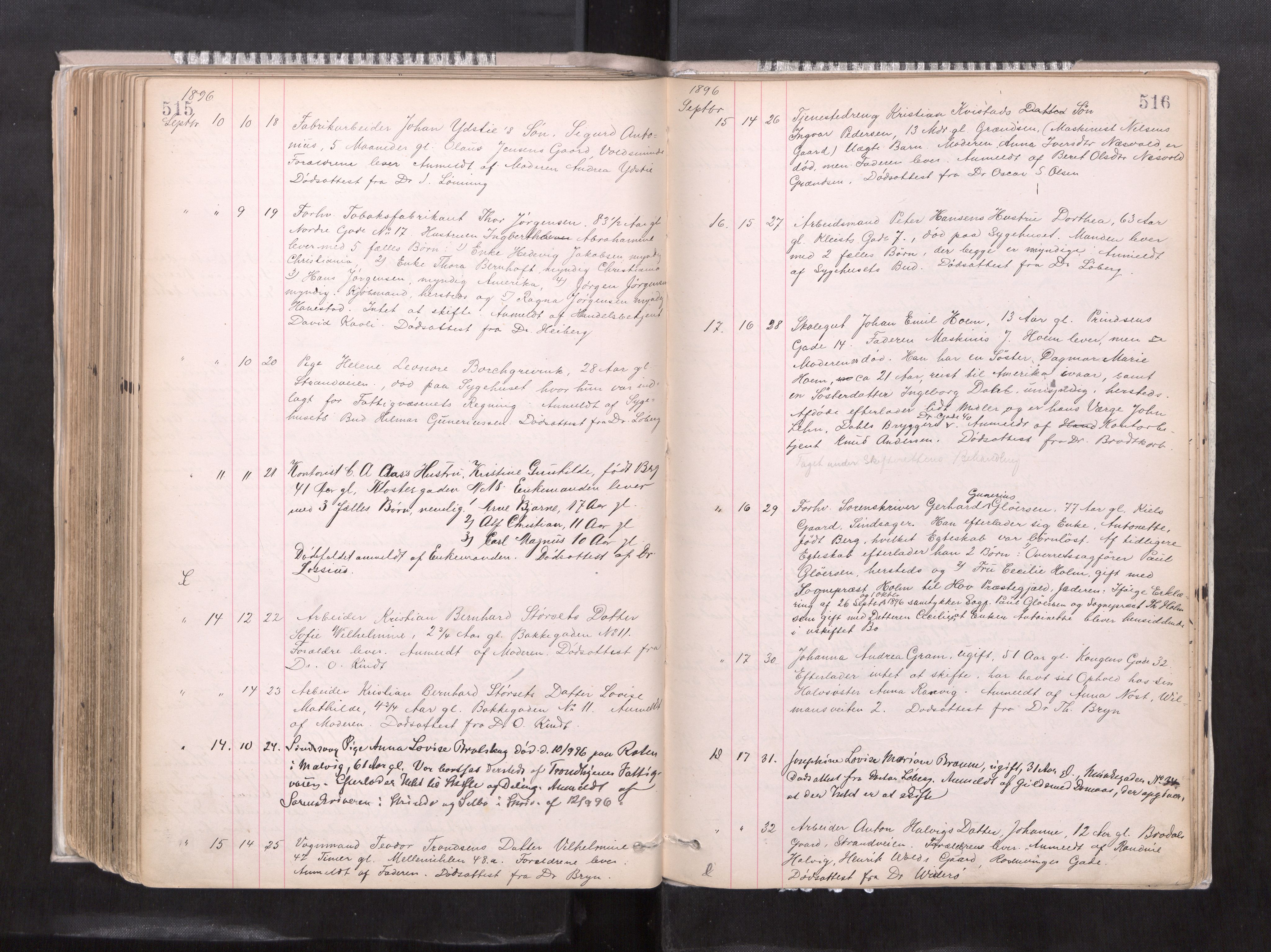 Trondheim byfogd, AV/SAT-A-0003/1/3/3L/L0004: Dødsanmeldelsesprotokoll, 1891-1897, p. 515-516