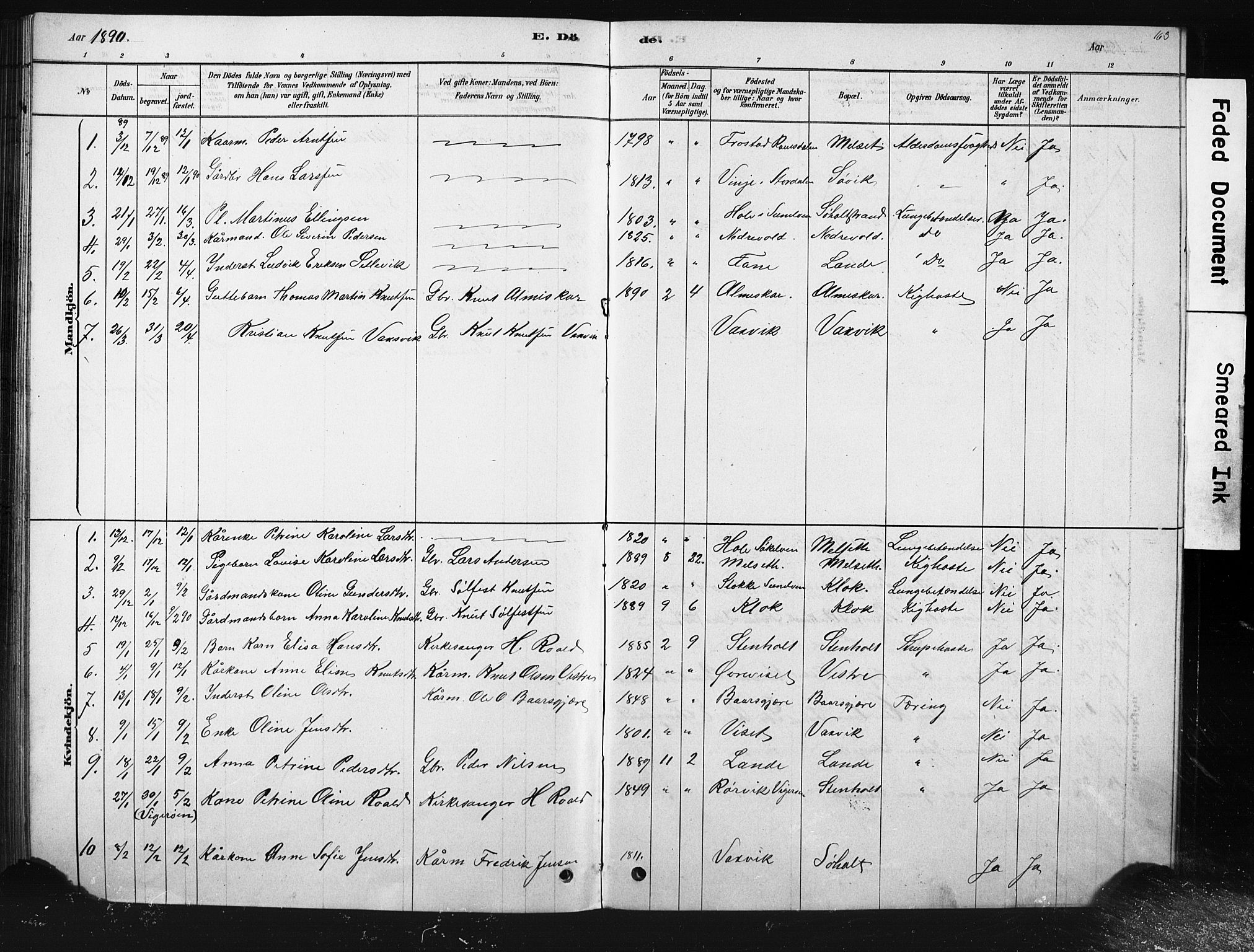 Ministerialprotokoller, klokkerbøker og fødselsregistre - Møre og Romsdal, AV/SAT-A-1454/522/L0326: Parish register (copy) no. 522C05, 1878-1890, p. 163